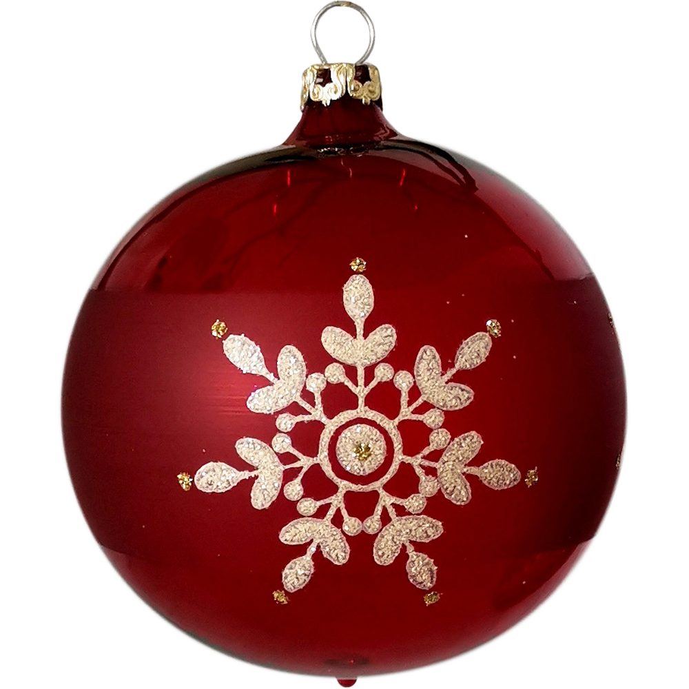 stierblut handdekoriert Weihnachtsbaumkugel St), Kristallblüten, Glasdesign Thüringer mundgeblasen, Weihnachtskugel-Set (6
