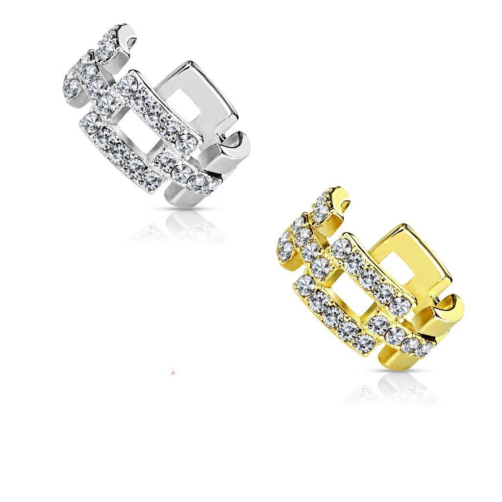 BUNGSA Ohrklemme Ohrklemme Kristalle Gold aus Messing Unisex (1 Stück, 1-tlg), Ohrschmuck Ohrringe