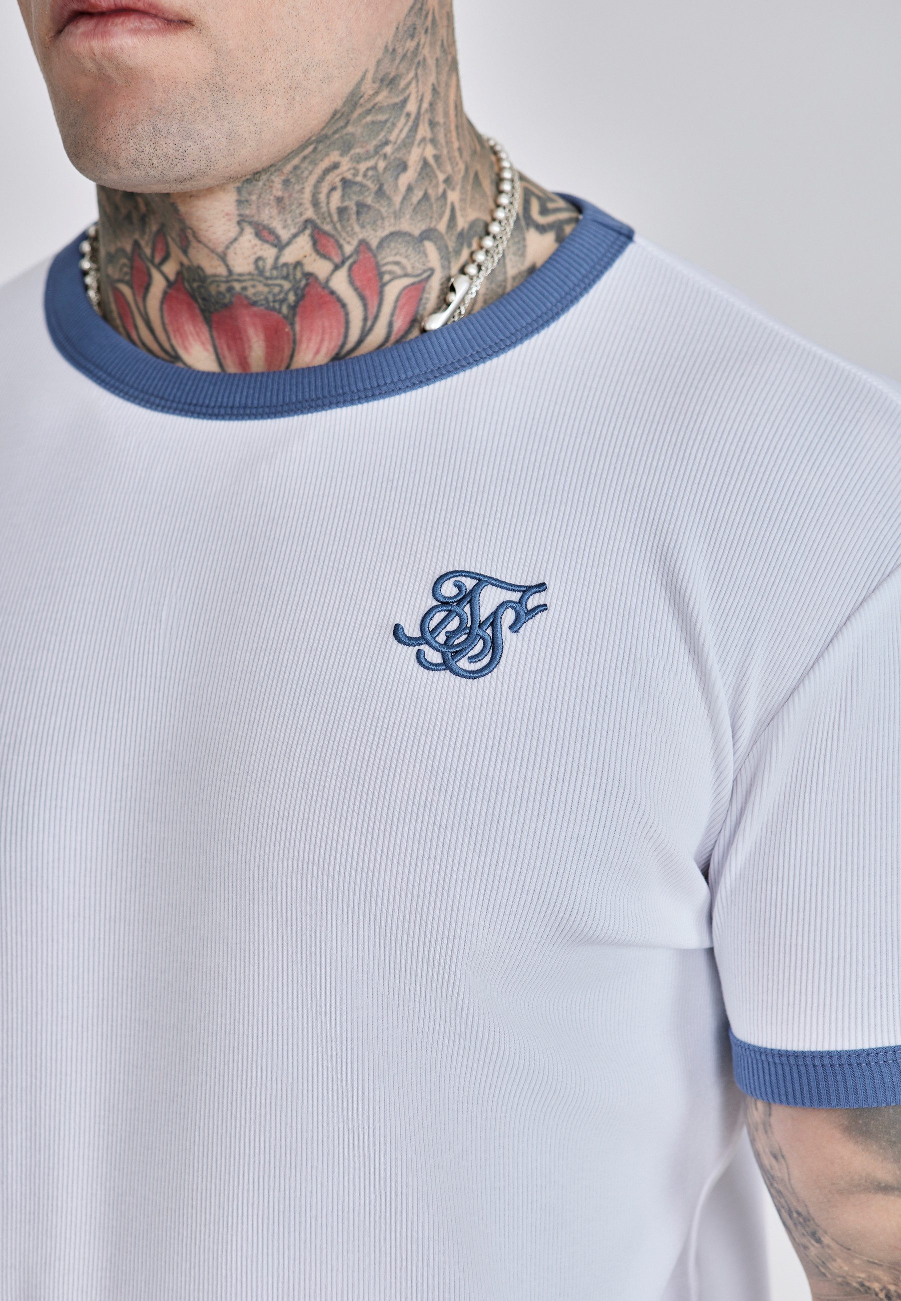 Siksilk T-Shirt SikSilk Herren Geripptes Ringer T-Shirt