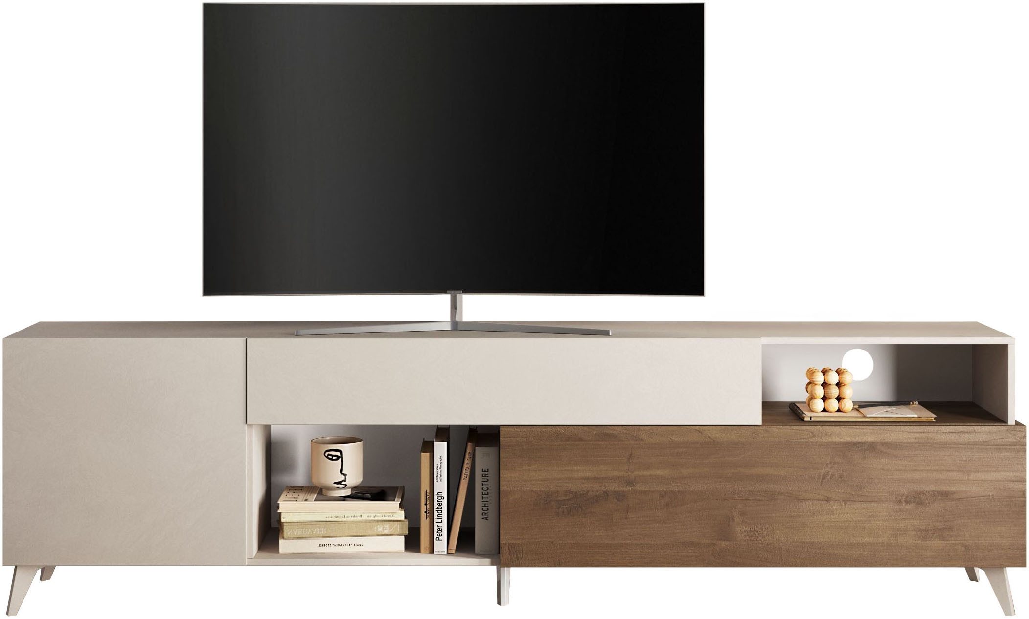 INOSIGN Lowboard Monaco in Breite 241 cm, TV-Schrank mit Tür, Klappe und Schubkasten, Mediaboard – sanft schließend, edel, mit Kabelkanal, spürbar geräumig