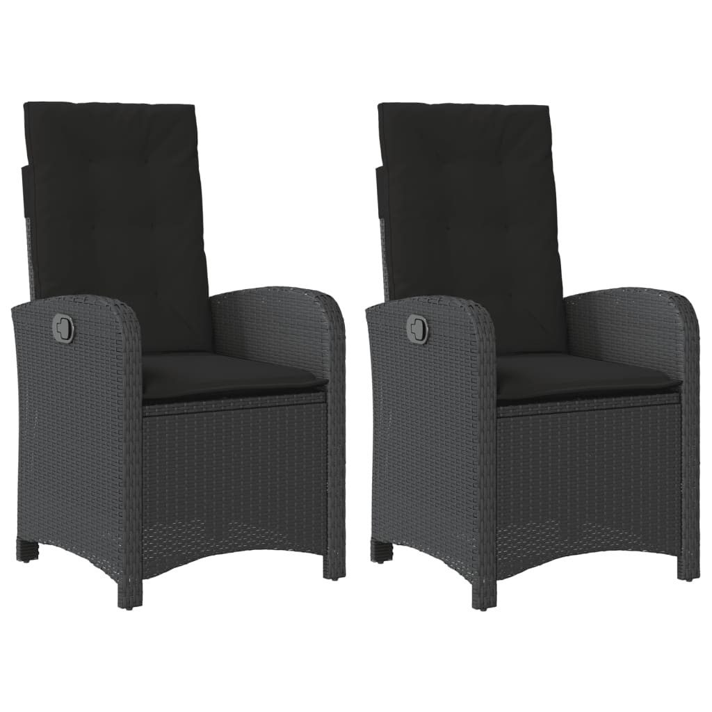 vidaXL Gartenstuhl NA Gartenstuhl verstellbar mit Kissen Schwarz Polyrattan für Outdoor N