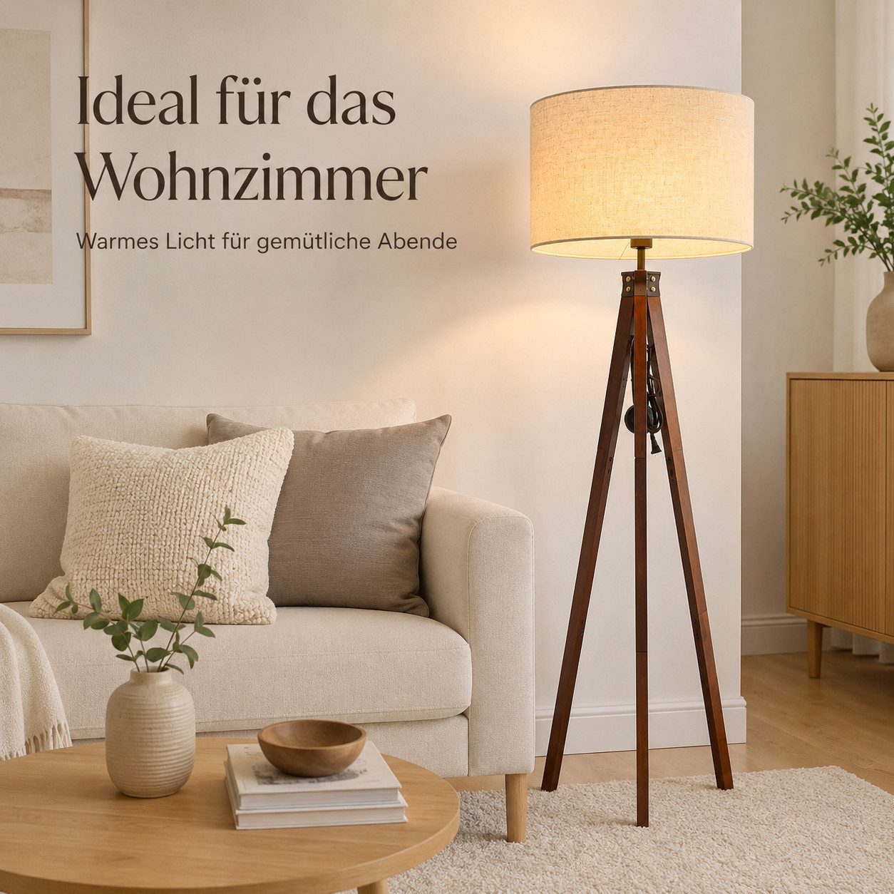 OYLCDI Stehlampe wohnzimmer Leselampe Stehleuchte Stativ aus Holz, E27 LED Stehlampe, für wohnzimmer Leselampe Schlafzimmer,Büro Arbeitslampe, (Glühbirne nicht enthalten), Wohnzimmerleuchte,Skandinavischer