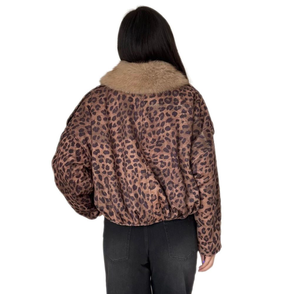 Ital-Design Bomberjacke Trendige Damenjacke mit Nieten und Kuschelkragen (90800181) Dekofell Gefüttert Winterjacke in Braun