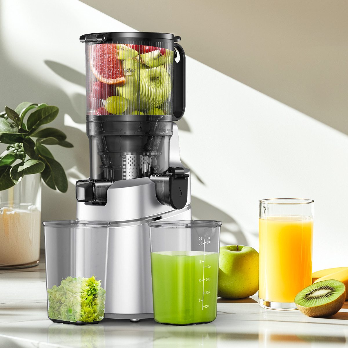 AMZCHEF Zentrifugenentsafter CE-SJ-03OT6, 250,00 W, Automatischer 1,8 Liter Obst- und Gemüsesaftpresse, 250 Watt