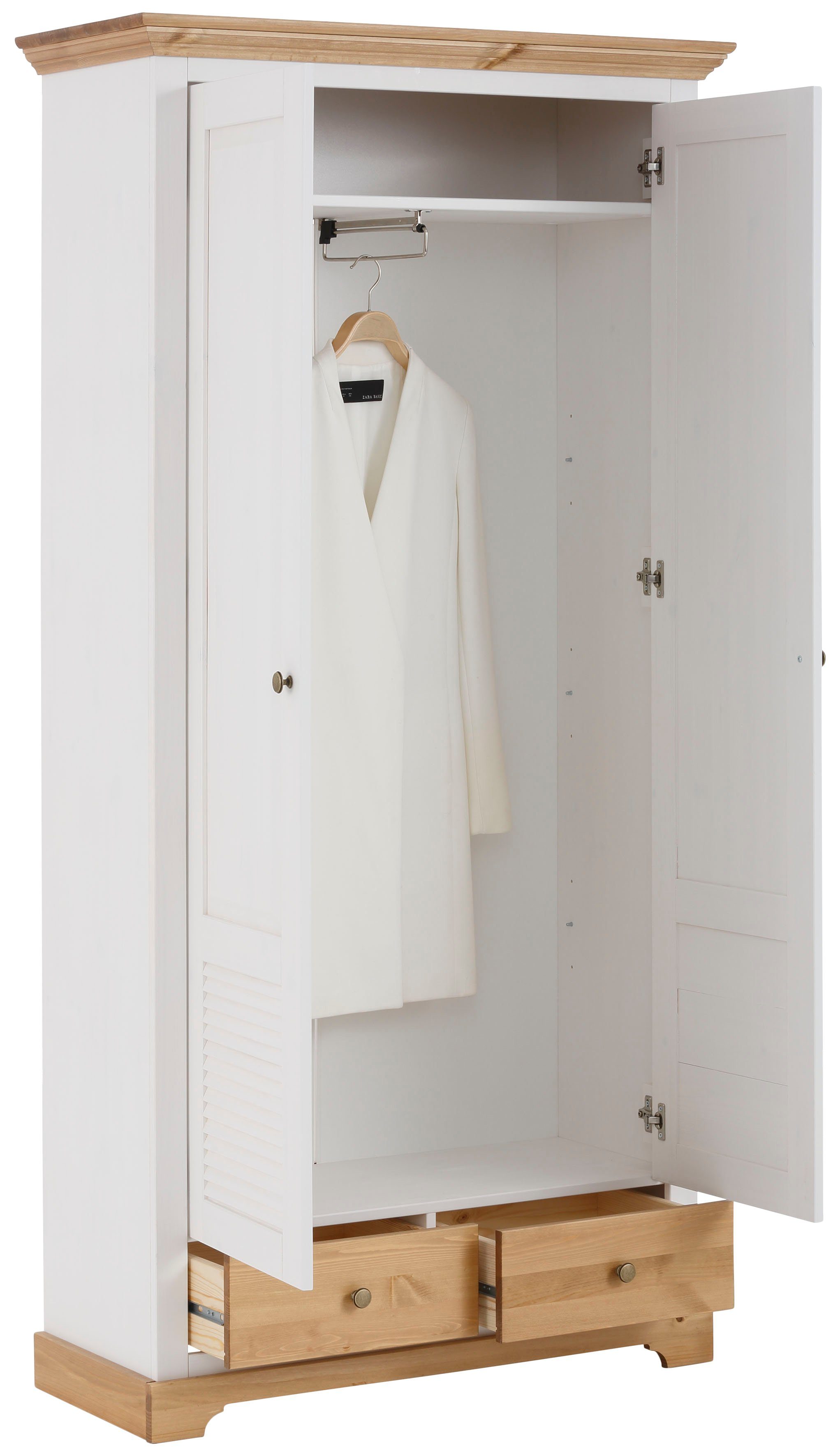 OTTO home Garderobenschrank Ayanna, Dielenschrank, Kleiderschrank, Schrank, FSC® Breite 94 cm, 2-türig, aus massiver Kiefer, FSC® – Bild 4 von 5