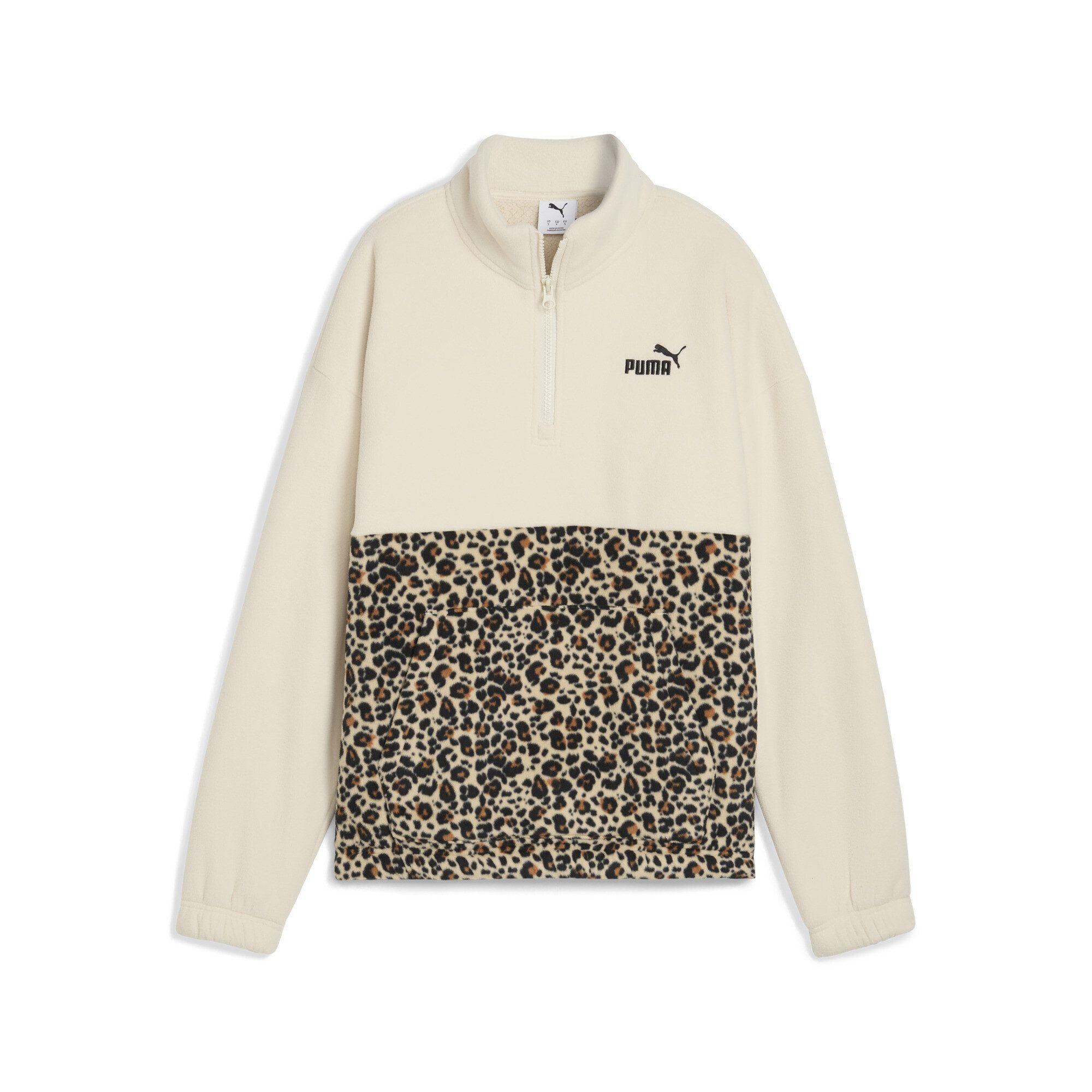 PUMA Sweatshirt Essentials Relaxed Crew Sweatshirt mit Animal-Print Damen