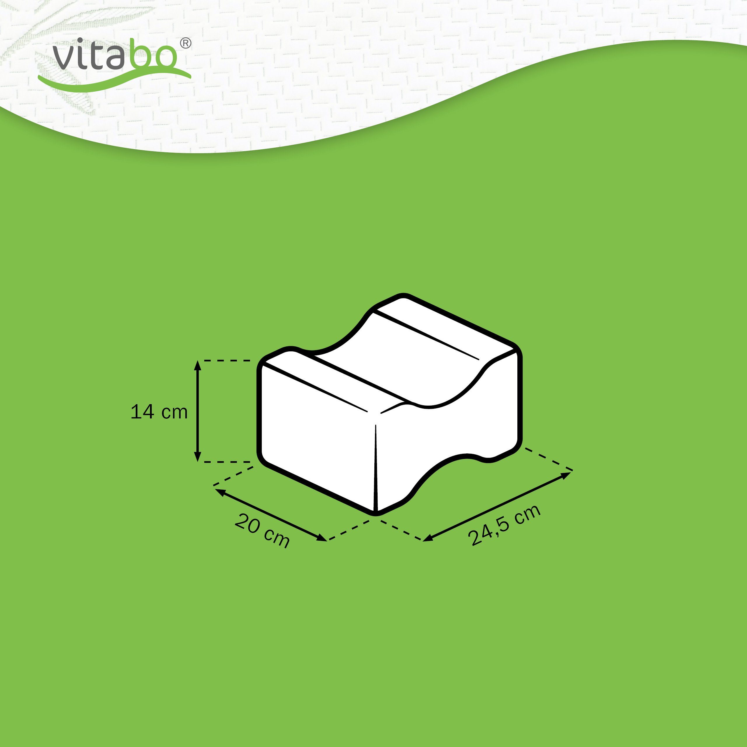 Vitabo Kniekissen Beinkissen für Seitenschläfer, Lagerungskissen mit Memory-Schaum, (1-St), 24,5 x 14 x 20 cm