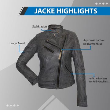 German Wear Lederjacke Trend 409J grau Damen Lederjacke Jacke aus Lamm Nappa Leder Grau