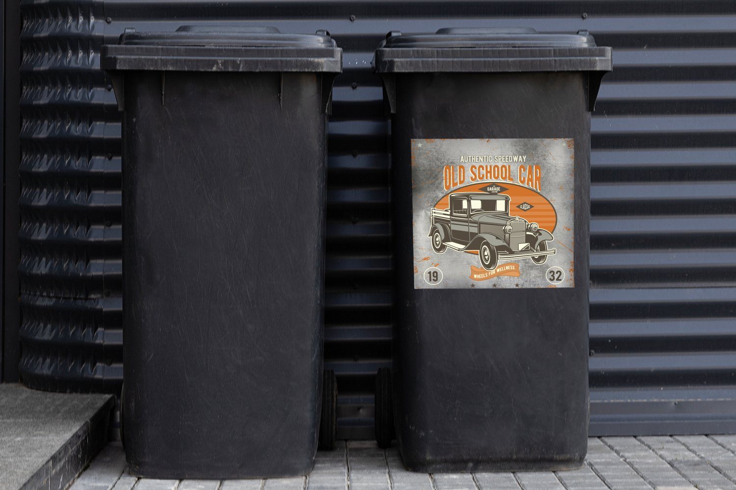 - Mülltonne, Sticker, (1 St), - Container, Mancave Oldtimer Abfalbehälter Wandsticker MuchoWow Auto - Retro Mülleimer-aufkleber,