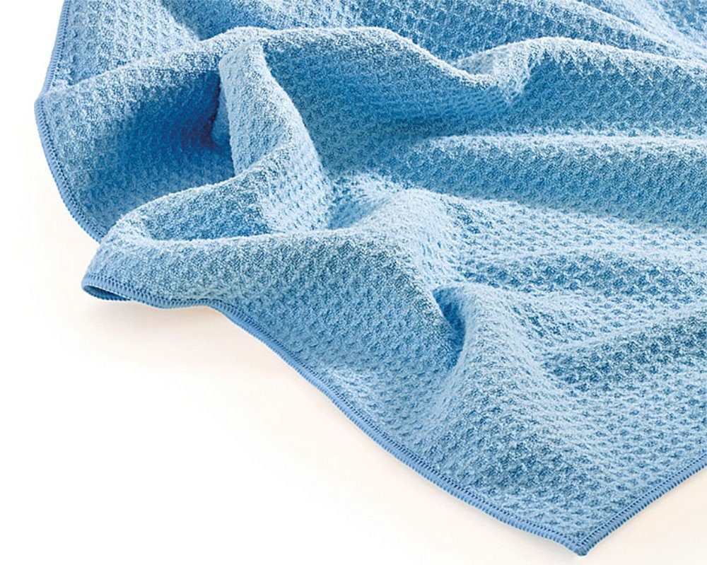 SAUGAUF Mikrofaser Waffeltücher Der Wassermagnet blau Reinigungstücher (Spezielle Waffelstruktur für hohe Fett-, Schmutz- und Feuchtigkeitsaufnahme, 2-tlg., 2 Stück, Enorm hohe Saug- und Gleitfähigkeit)