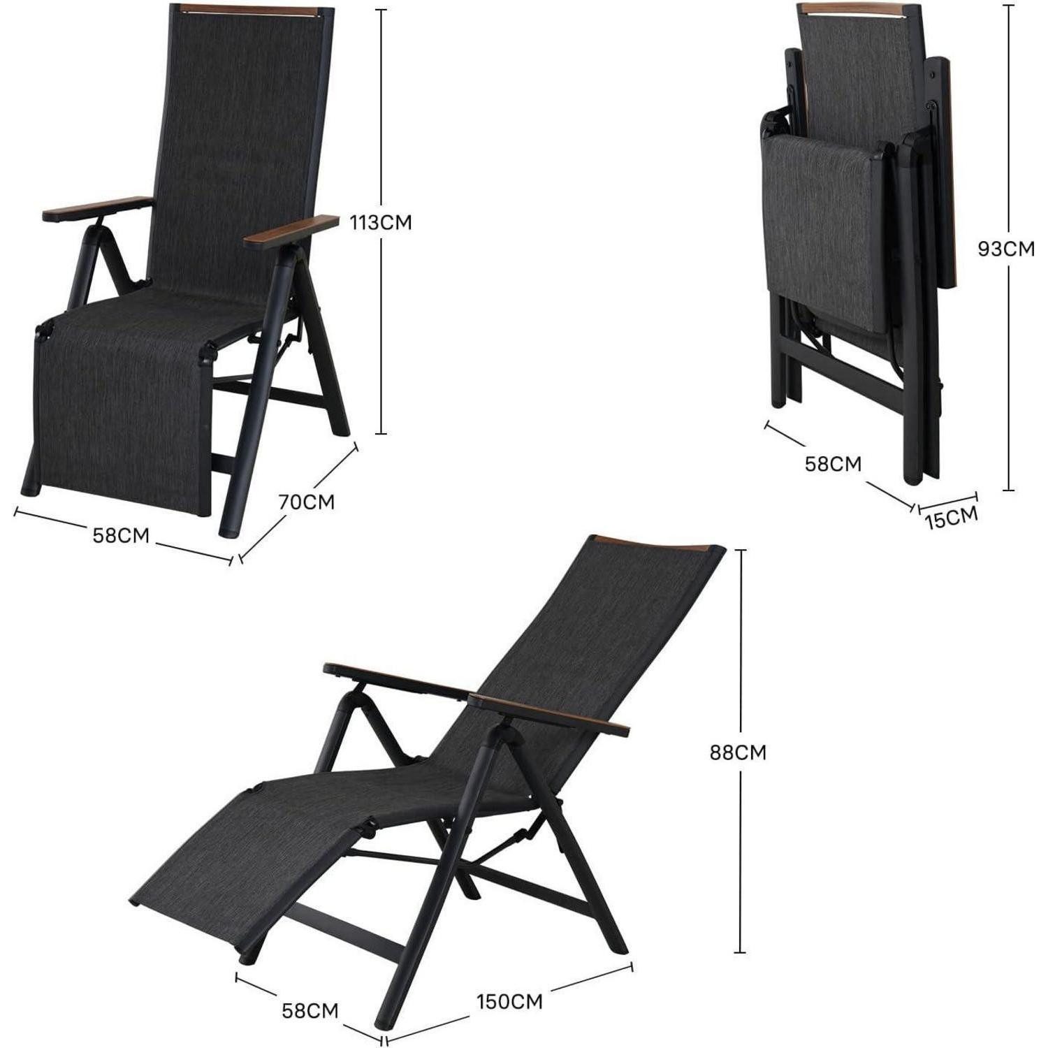 LuxusKollektion Gartenliege Gartenstuhl Klappbar Hochlehner 6-Fach Verstellbare Mesh Gewebe