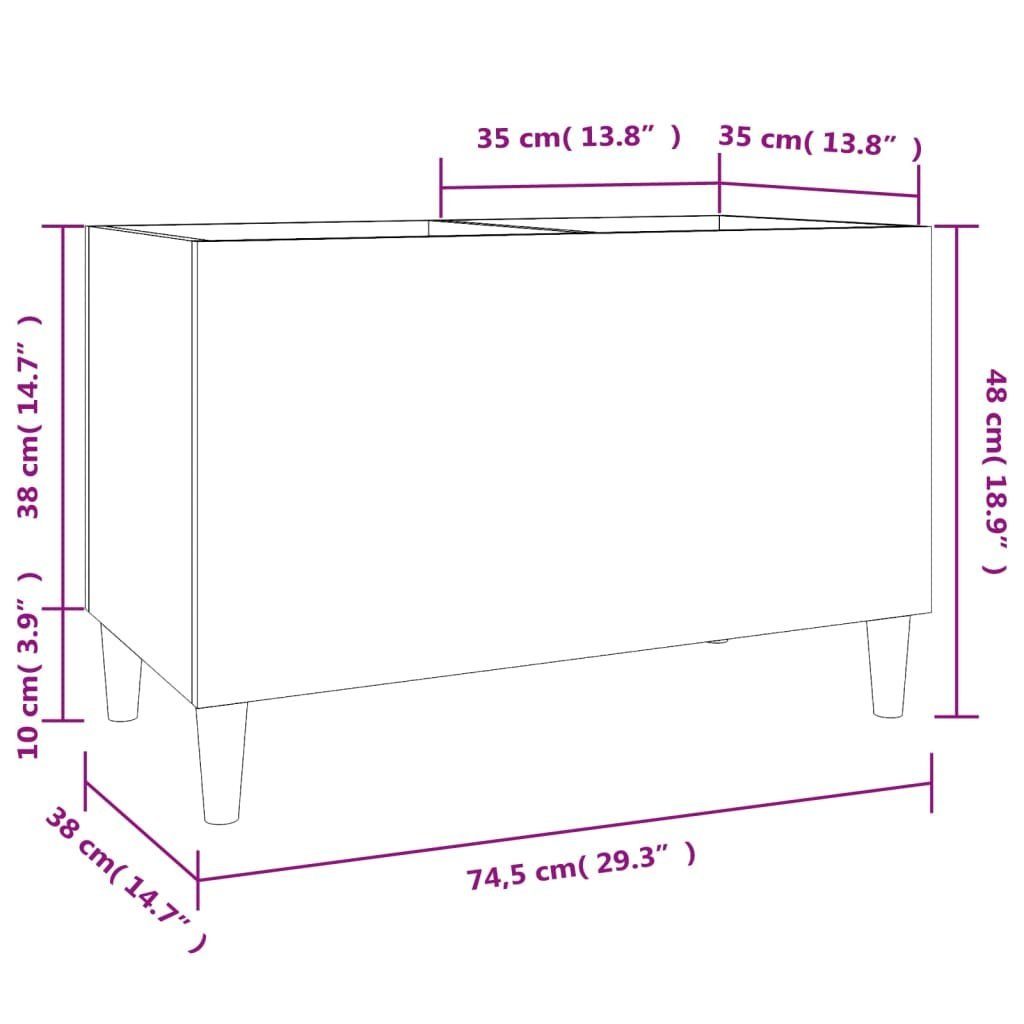 Hochglanz-Weiß Plattenschrank vidaXL 74,5x38x48 Holzwerkstoff, cm 1-tlg. Media-Regal