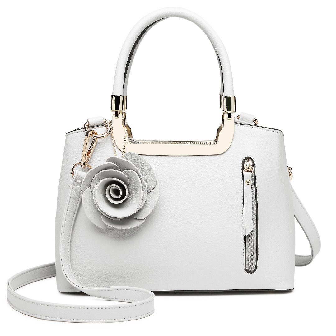 Handtasche Damen Blumen-Design Henkeltasche aus Kunstleder Elegante Umhängetasche