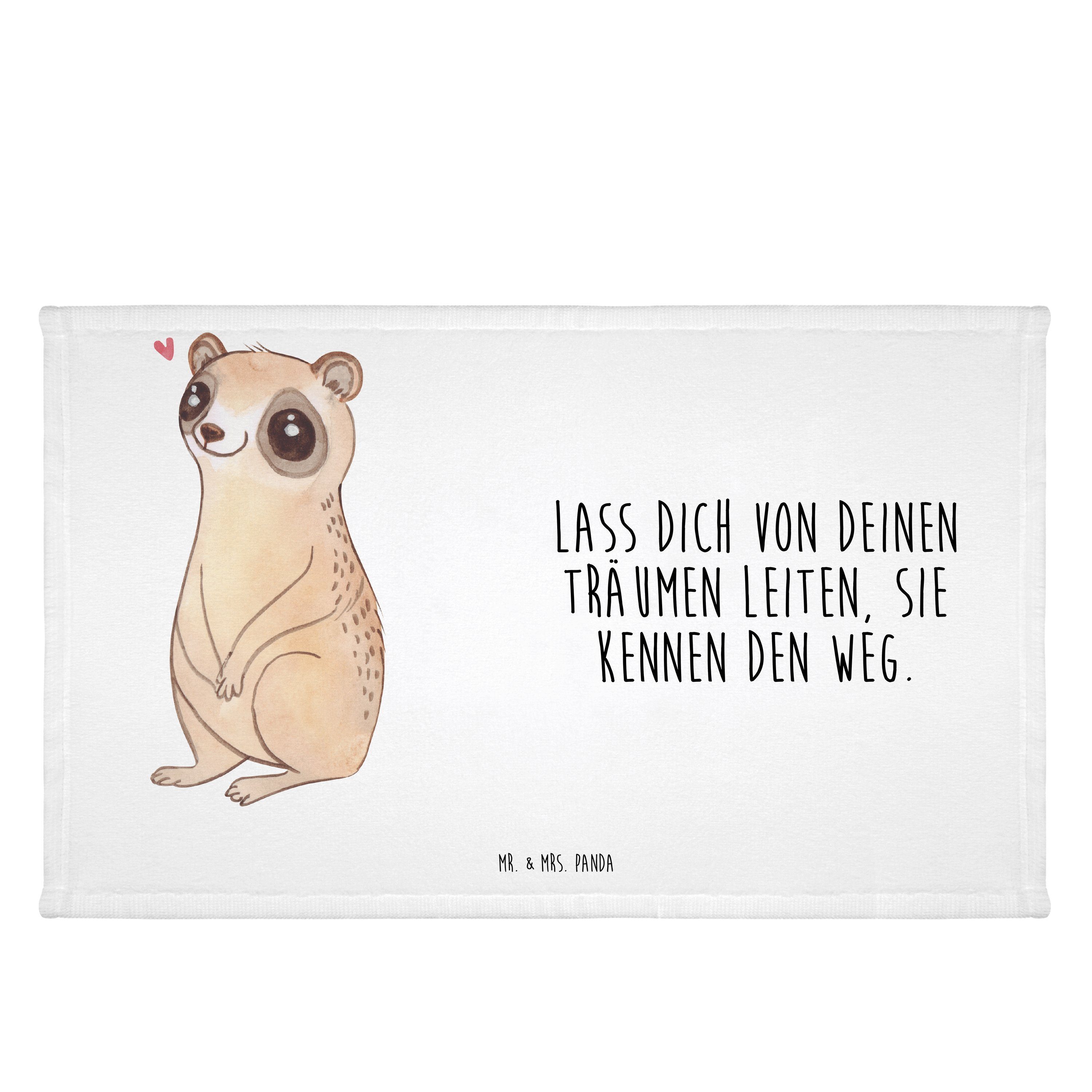 Mr. & Weiß Frottier, - Plumplori Panda Glücklich Mrs. Tie, Geschenk, Handtuch - (1-St) Kinder Handtuch