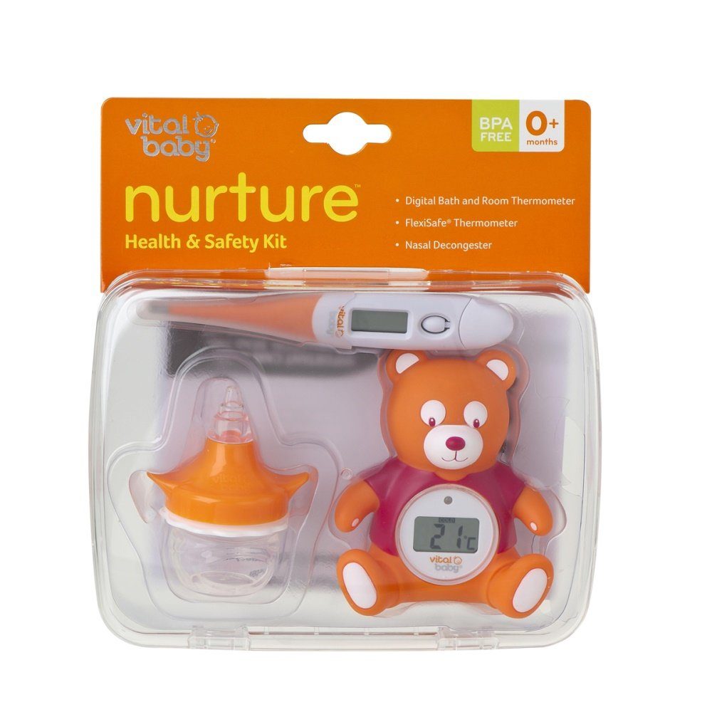 Vital Baby Badethermometer Hygieneset Nasensauger, Raumthermometer und Fieberthermometer