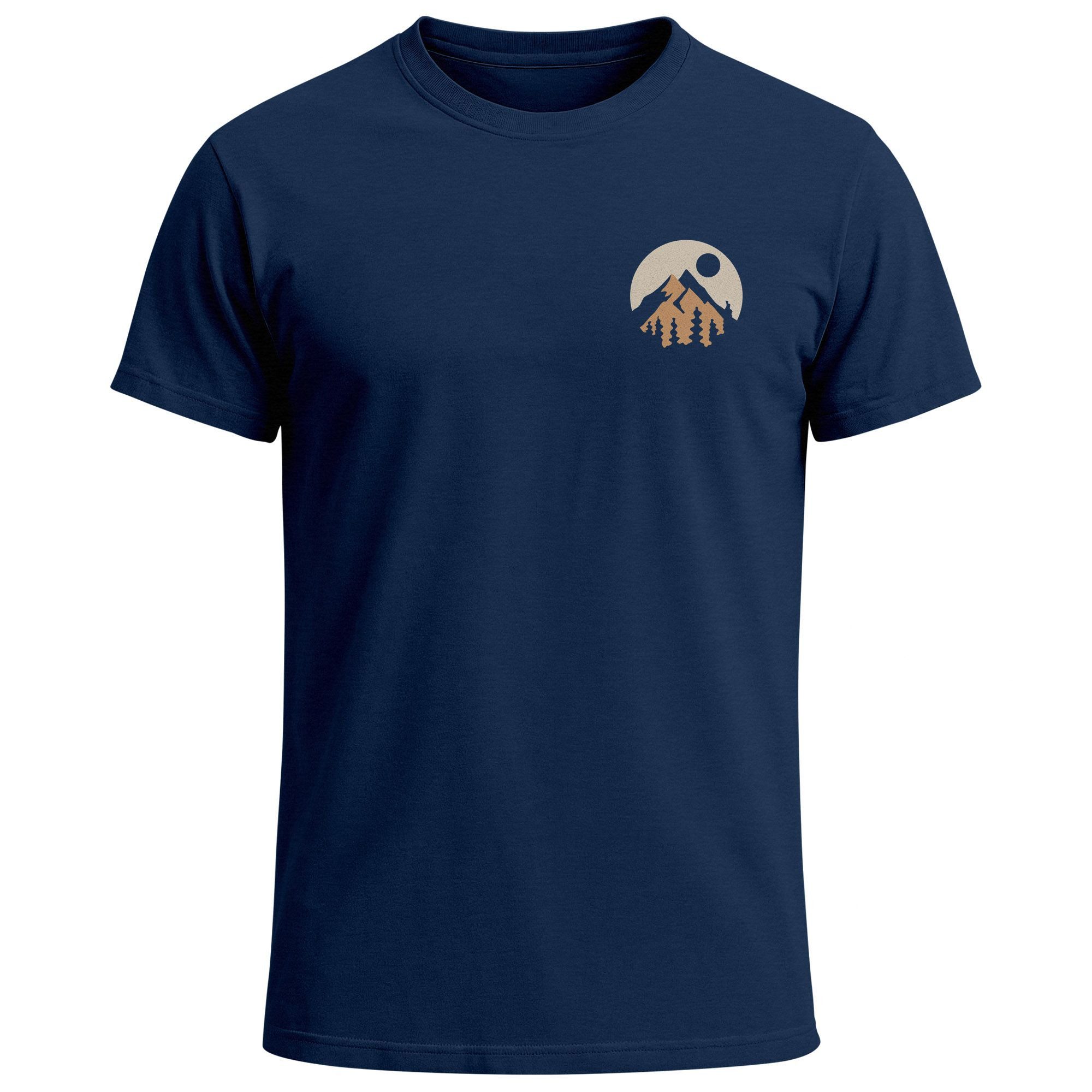 Print-Shirt Herren T-Shirt Logoprint Gebirge Naturmotiv Printshirt Outdoor