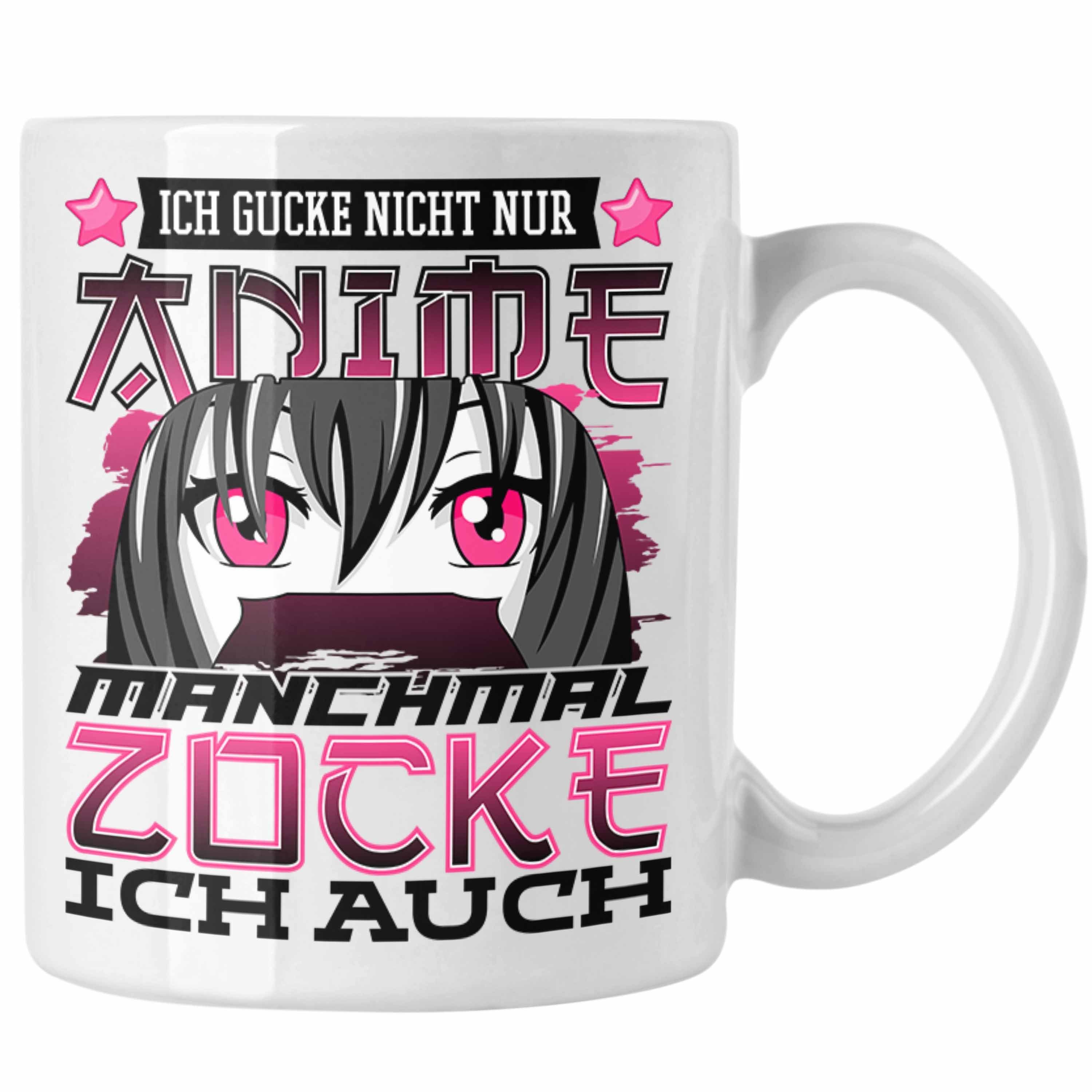 Trendation Tasse Anime und Zocken Tasse Geschenk Mädchen Anime-Fans Gamergirl Spruch Weiss