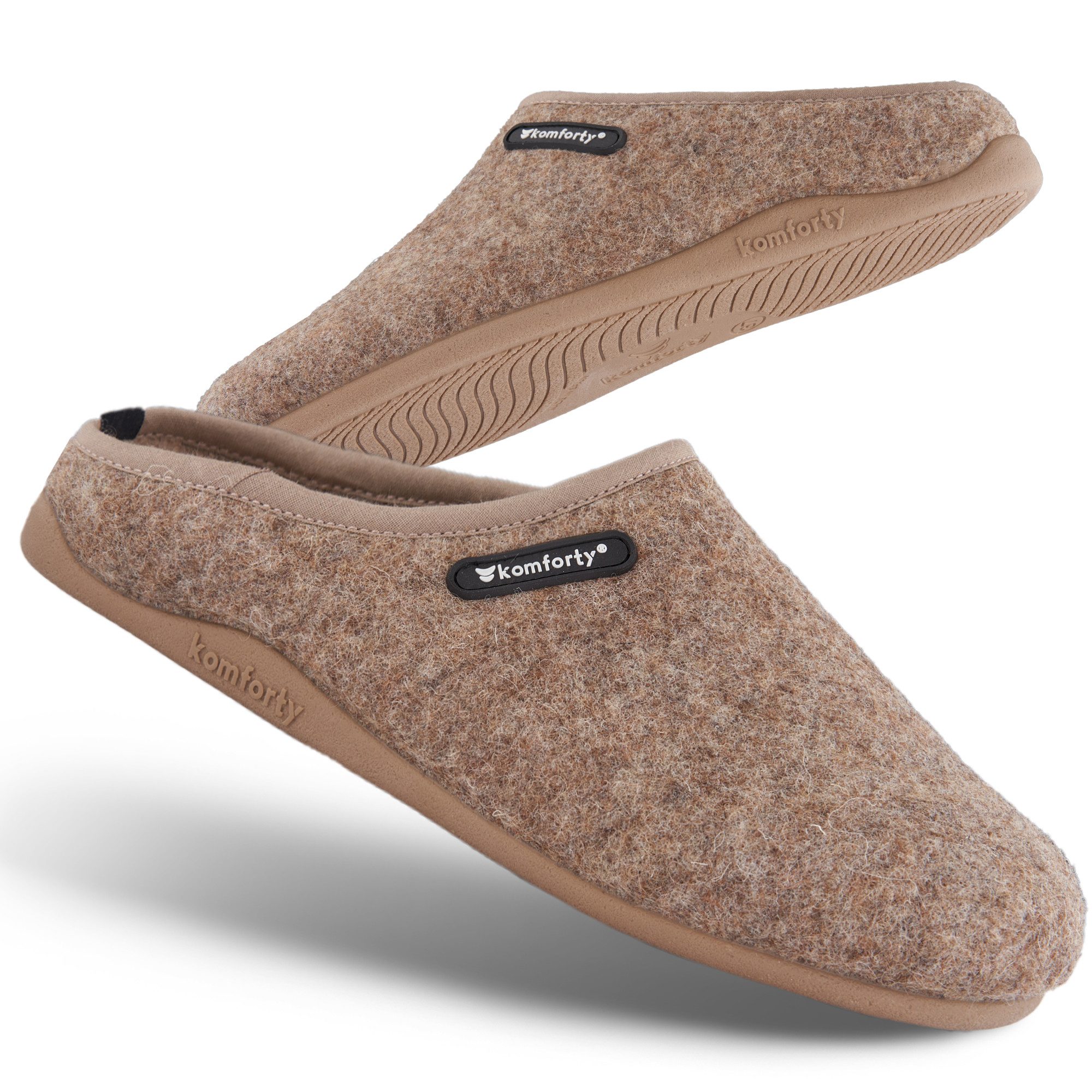 Komforty Komforty Hausschuhe Damen Herren für drinnen & draußen aus Wolle Hausschuh (Paar, Natürliche Wolle, Natürlicher Kautschuk, Nachhaltig, Komforty) Natürliche Wolle, Made in Spain