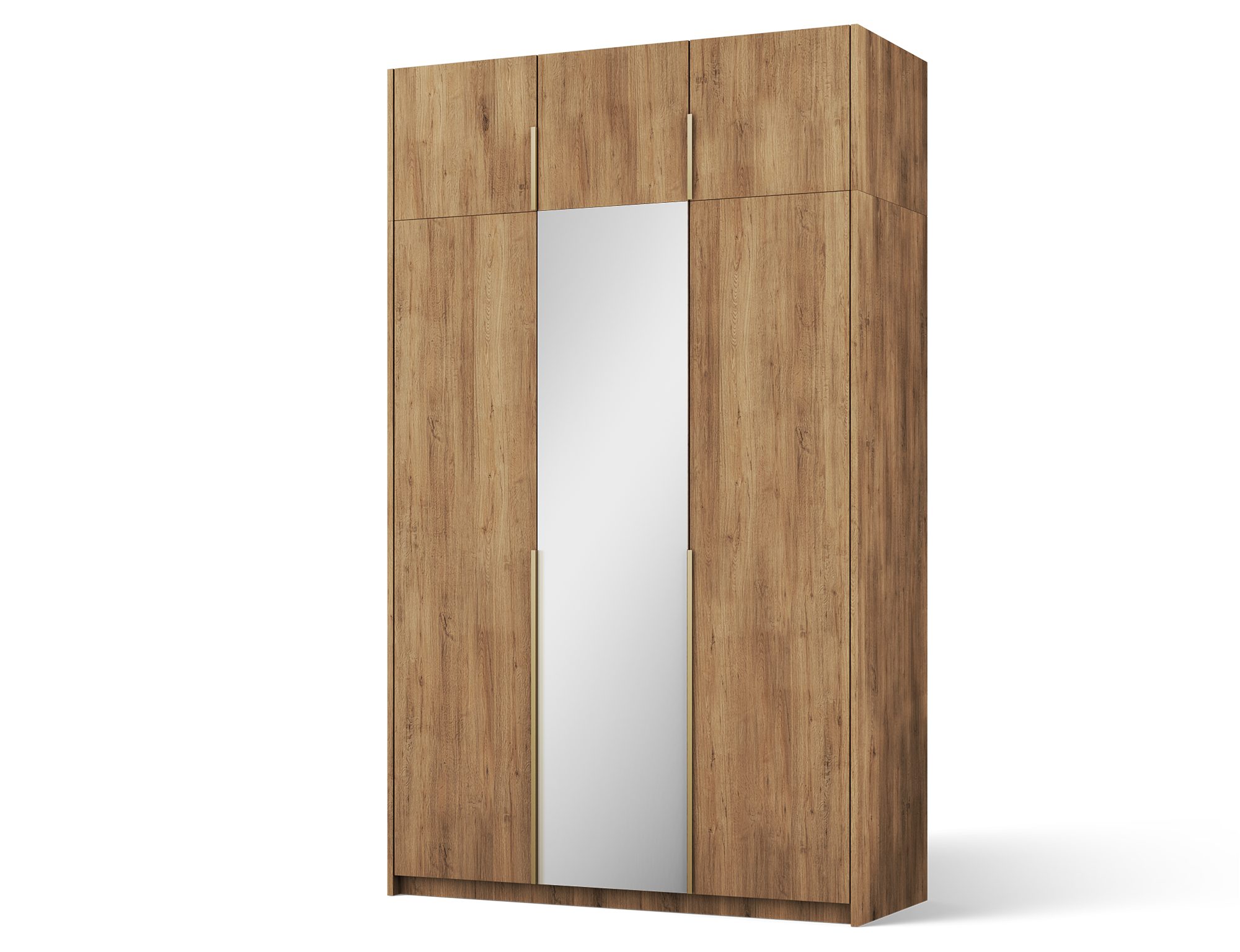 MOEBLO Drehtürenschrank Lunaro III (Kleiderschrank, 3-türig, mit Spiegel, 8 Einlegeböden und Kleiderstange, optional mit Aufsatzschrank) (BxHxT): 148 x 204/250 x 58 cm