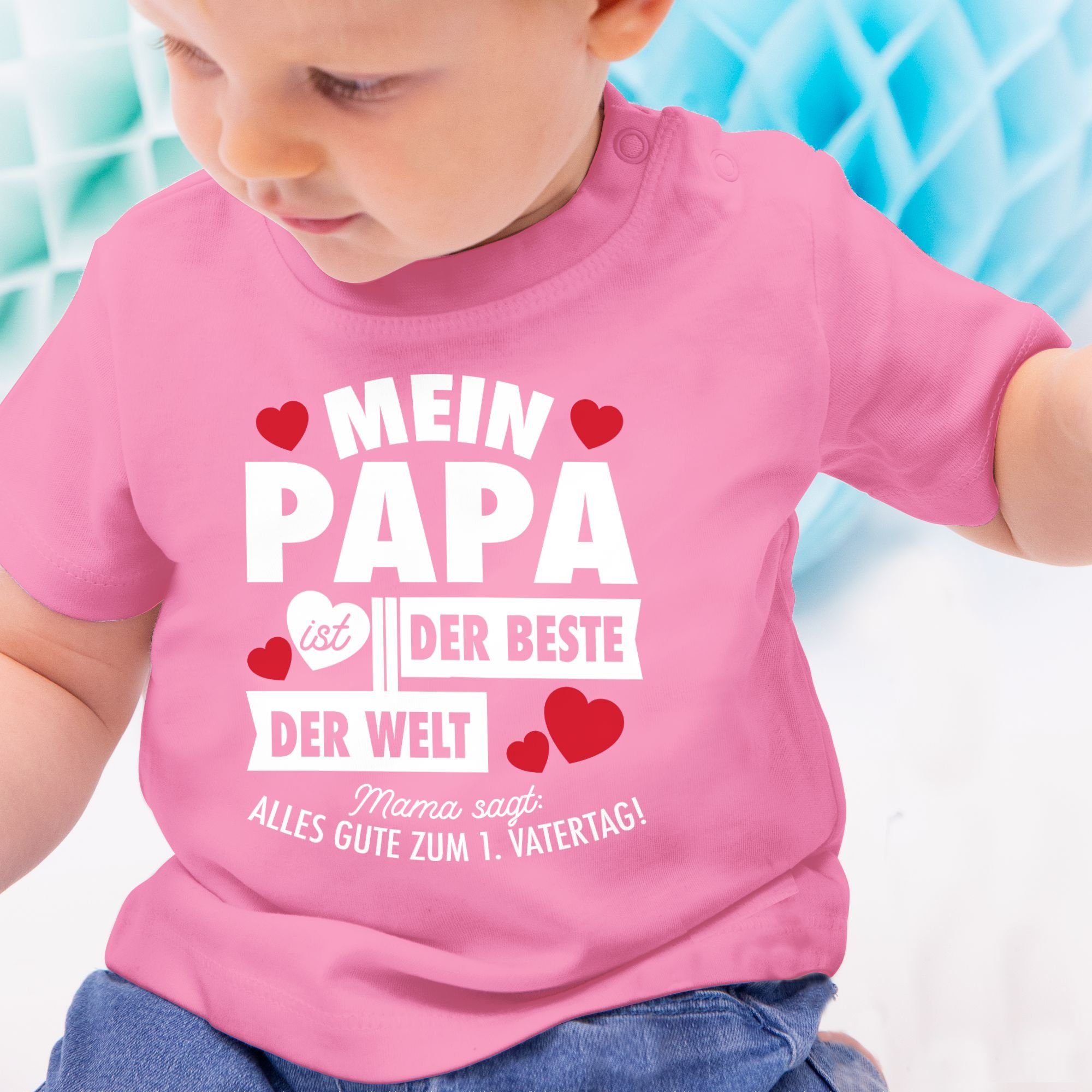 Beste der Vatertag Papa Baby T-Shirt Pink - Geschenk weiß der 2 ist Shirtracer Mein Welt