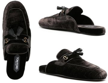 Tom Ford TOM FORD Stephen Tasselled Croc-Effect Velvet Slippers Shoes Schuhe Sn Sneaker