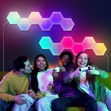 Sunicol LED Dekolicht LED Wandleuchte Hexagon Licht,Farbwechsel Sechseck Wand, Tageslichtweiß, Musik Sync