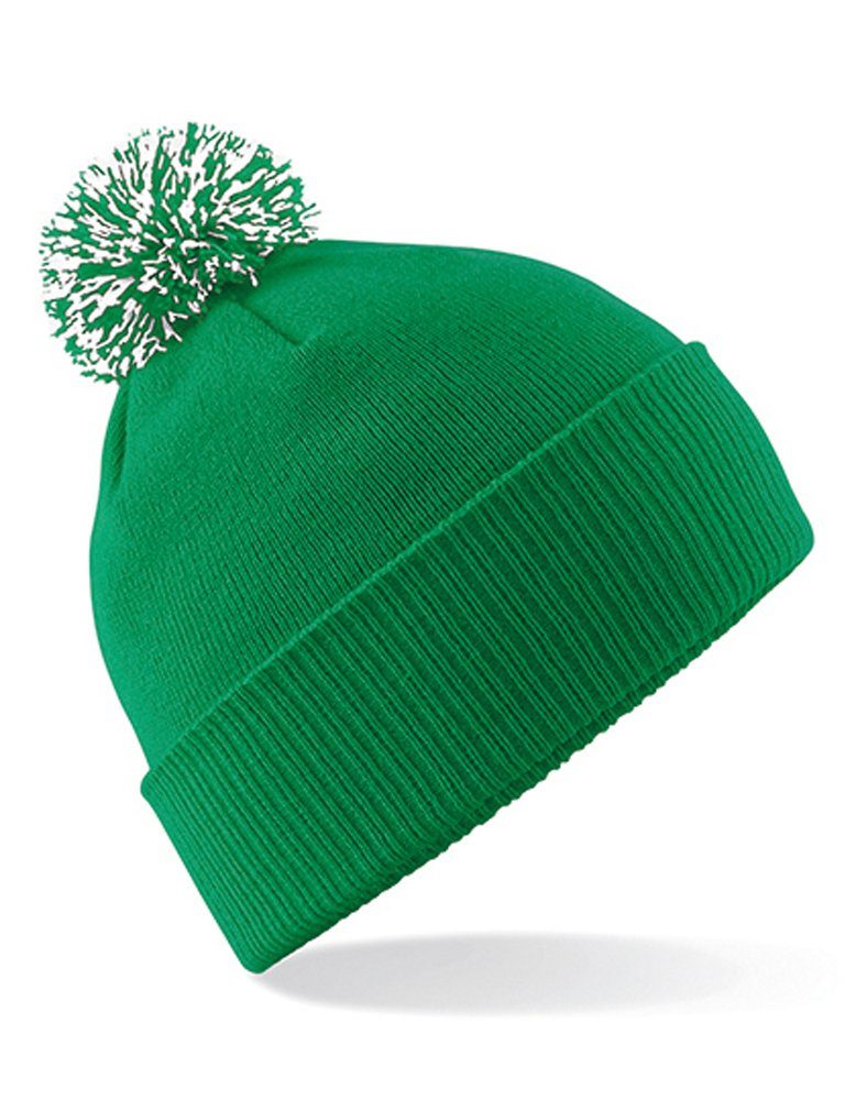 Goodman Design Bommelmütze Beanie mit oder Strickmütze – Mütze Green/White Pudelmütze als Kelly Slouch-Beanie Pompon Design Duales Umschlag