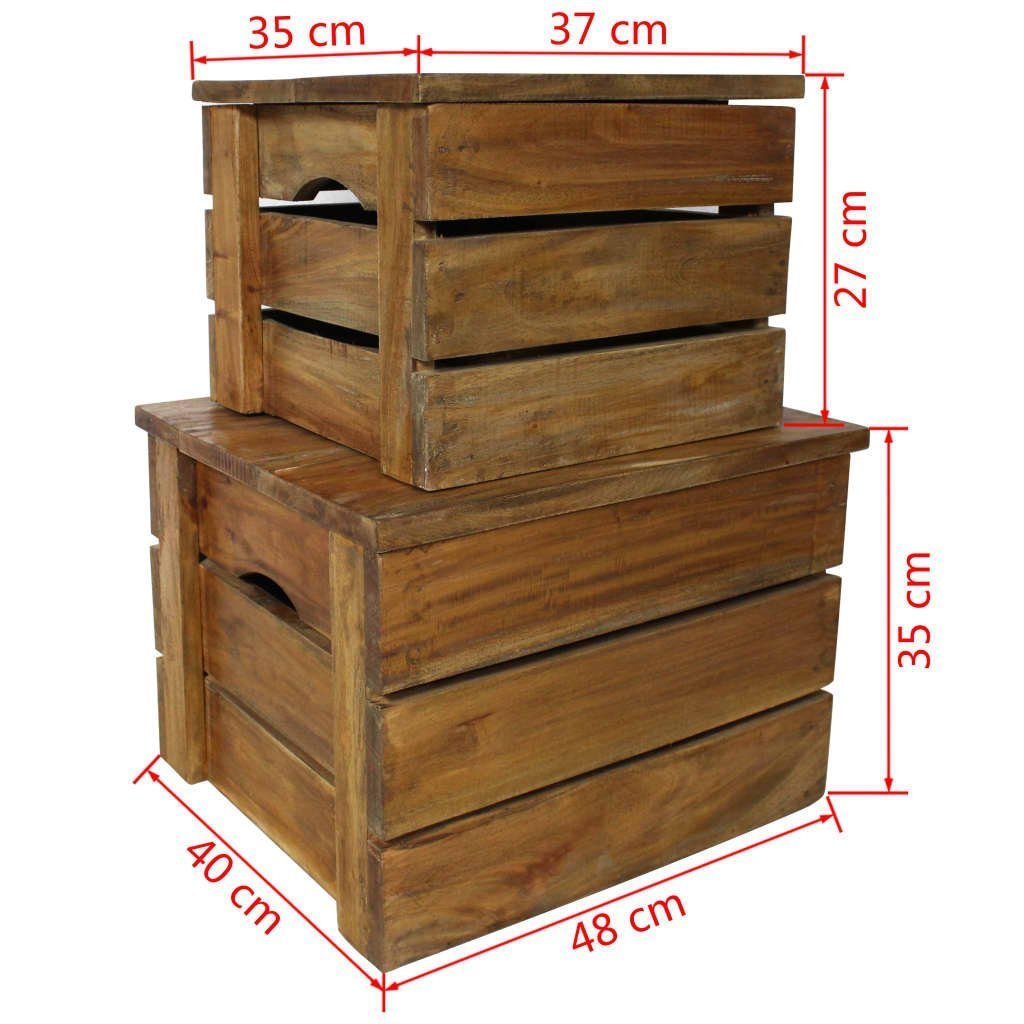 Deckel 2 Truhe vidaXL mit Altholz Aufbewahrungsbox Holzkiste Massiv Stk