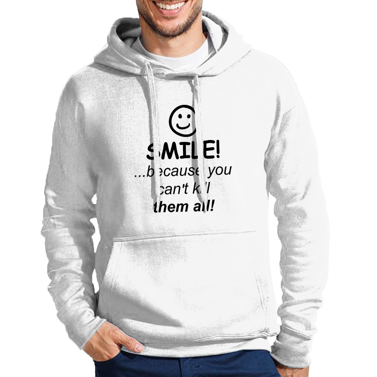 Hoodie Smile Kill Herren Kapuzenpullover Spruch Smiley Print Hoodie