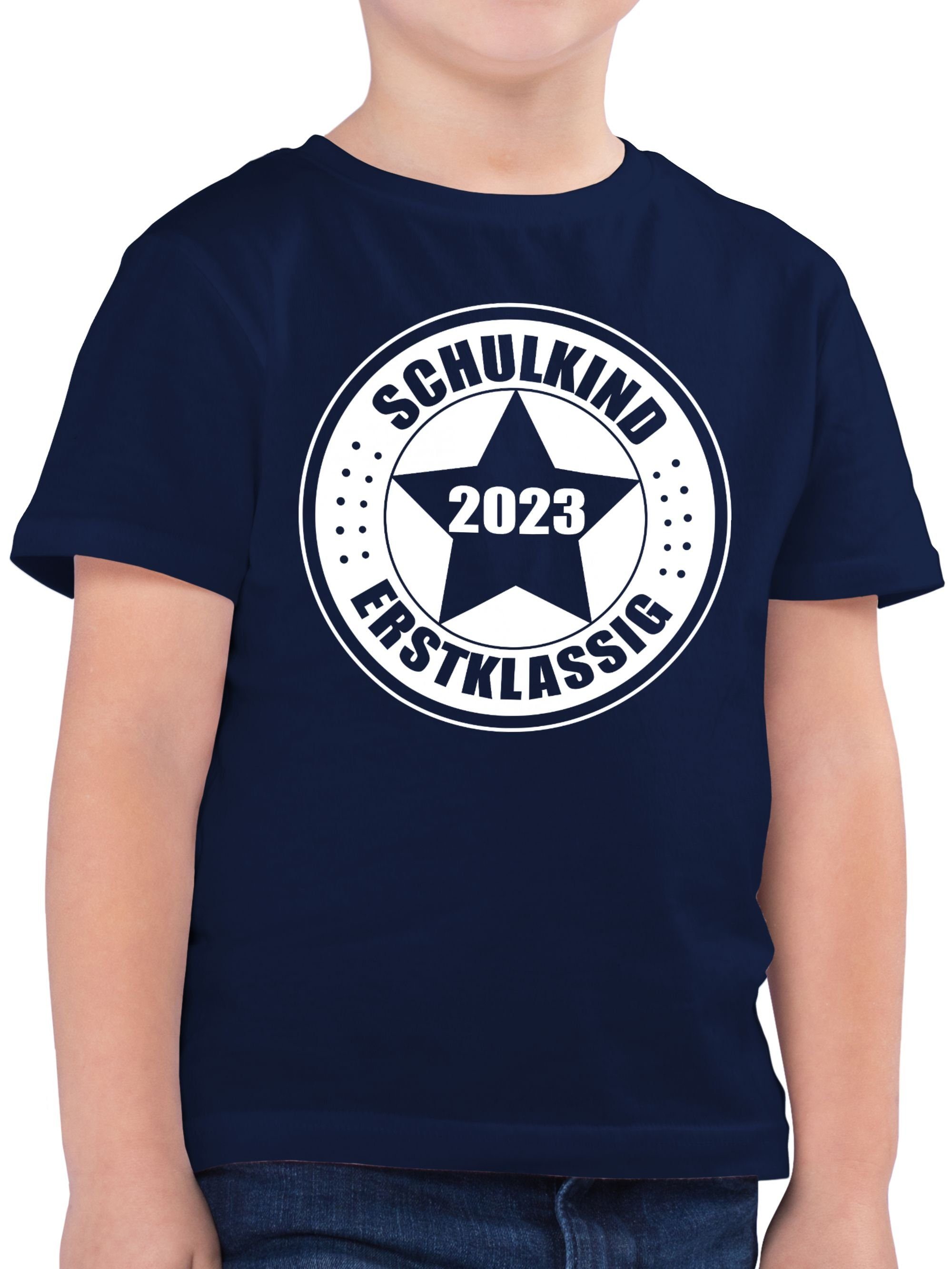 Shirtracer T-Shirt Schulkind 2023 - Erstklassig Einschulung Junge Schulanfang Geschenke 02 Dunkelblau