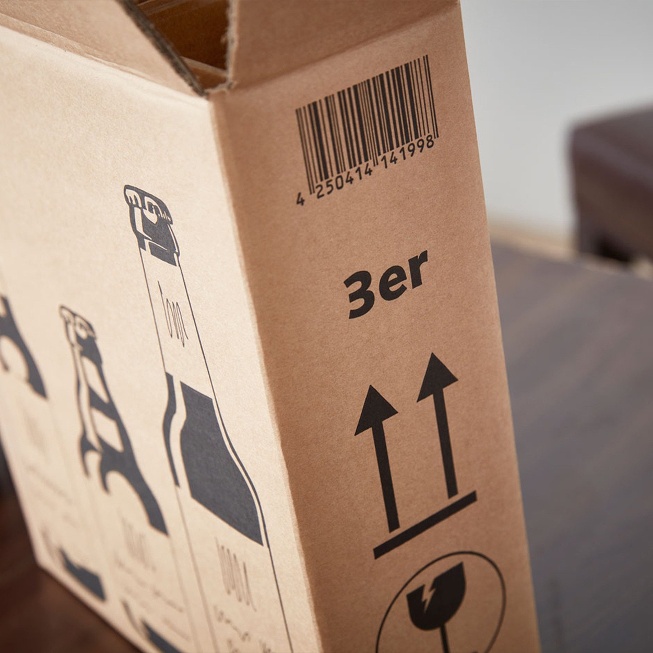 BB-Verpackungen Versandkarton Bier-Flaschenverpackung, 3er, 255 mm x 88 mm x 288 mm, 5 Stück