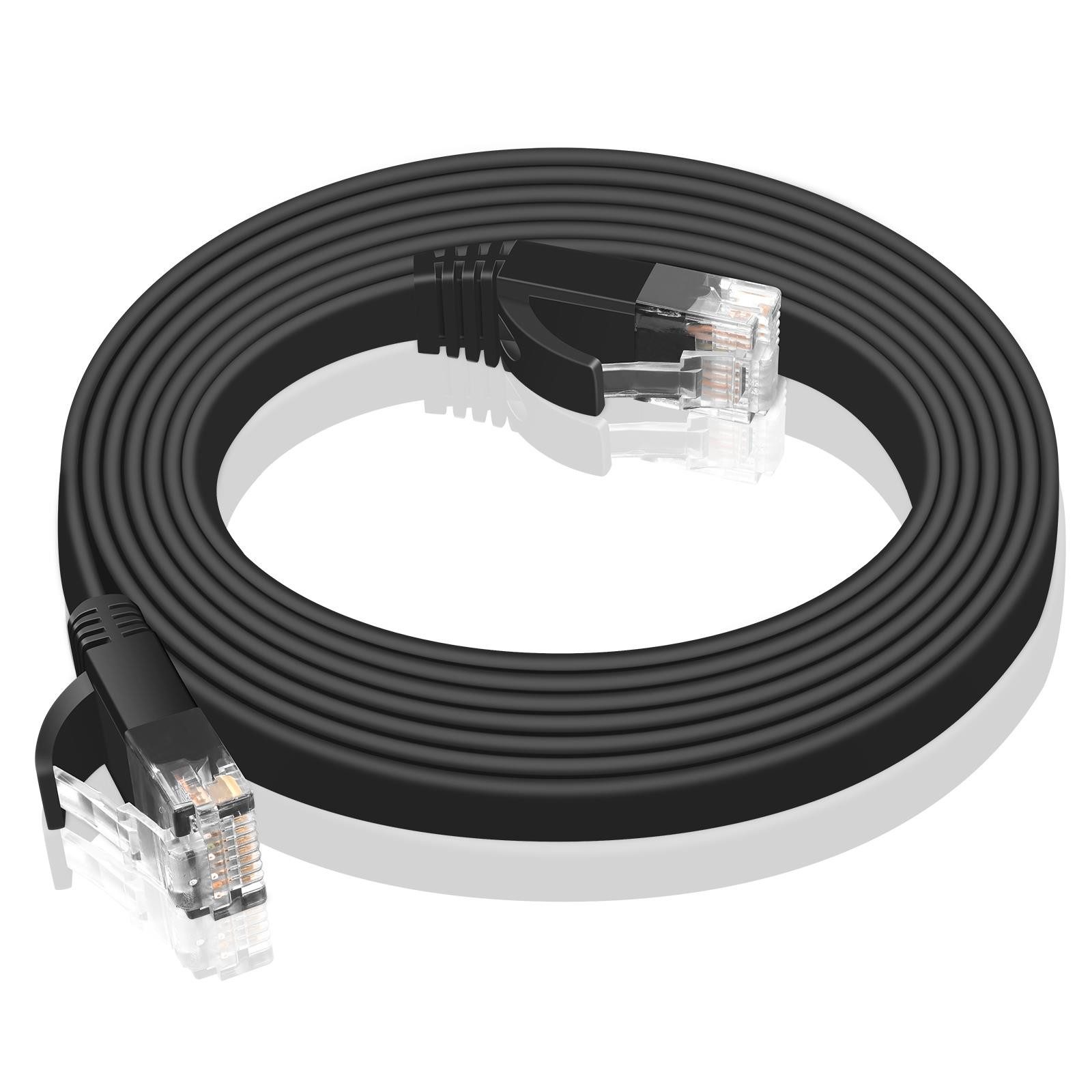 VERCO Cat 6 Netzwerkkabel flaches LAN-Kabel, RJ-45 (Ethernet), (200 cm), 10 / 100 / 1000 Mbits Geschwindigkeit bis 1 Gbits UTP Patchkabel