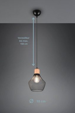 lightling Pendelleuchte Valentina, ohne Leuchtmittel, moderne Korblampe mit Schirm aus Drahtgeflecht und Holzelementen