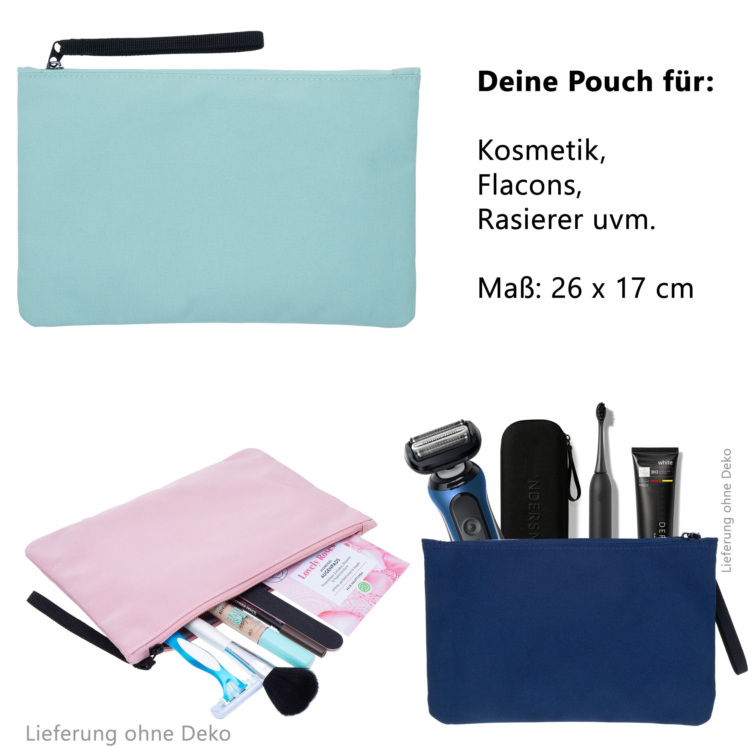 ELEPHANT Kosmetiktasche Pouch Mini Kulturtasche Cosmetic Bag klein, Aufbewahrungstasche Tasche Manicure Shaving Bag 13112 + Beutel