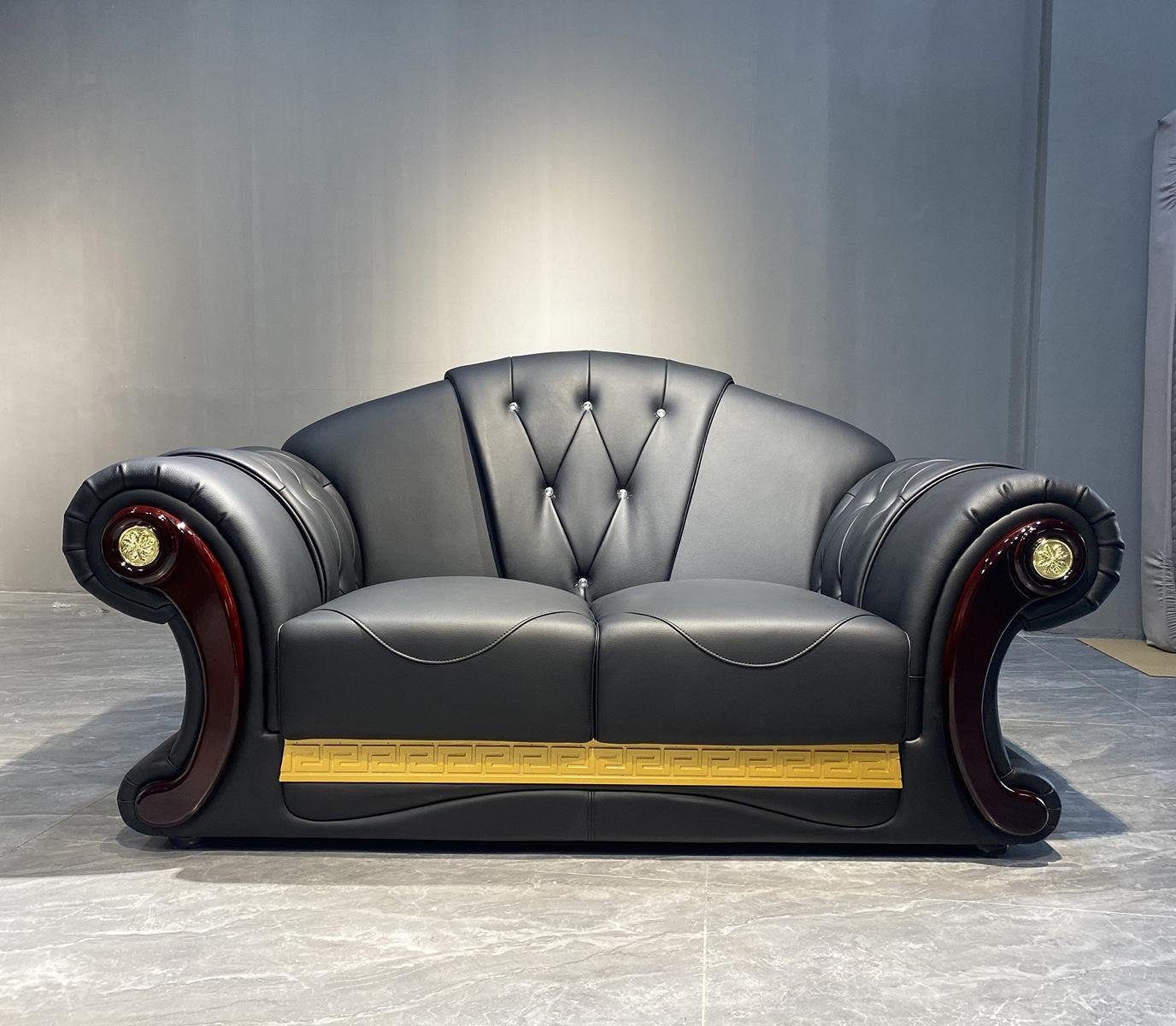 JVmoebel Chesterfield-Sofa Chesterfield Zweisitzer Sofa aus Premium Lederfaserstoff in Braun, Packung, Made in Europa