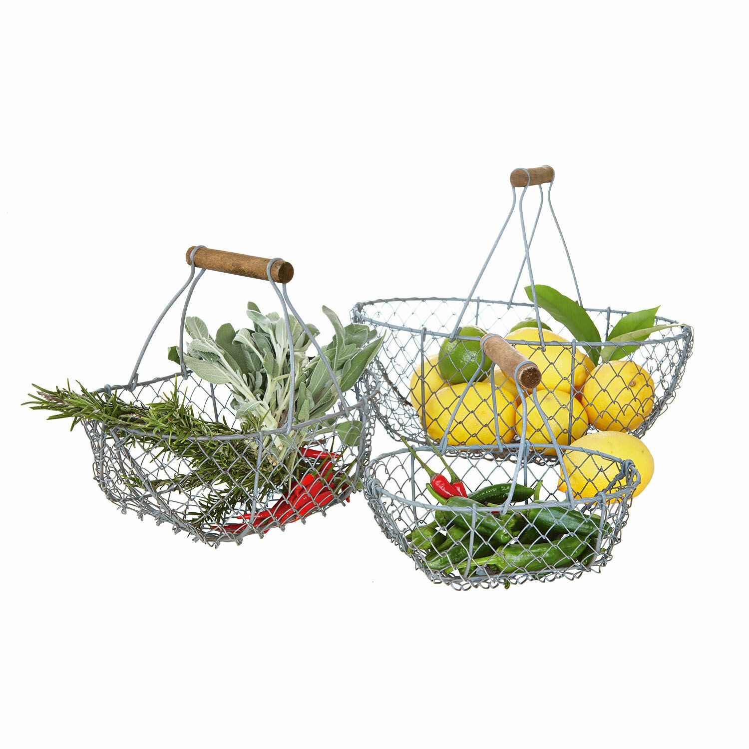 Mirabeau Dekokorb Drahtkorb 3er Set Baker grau/braun (3er Set, 3er Set)