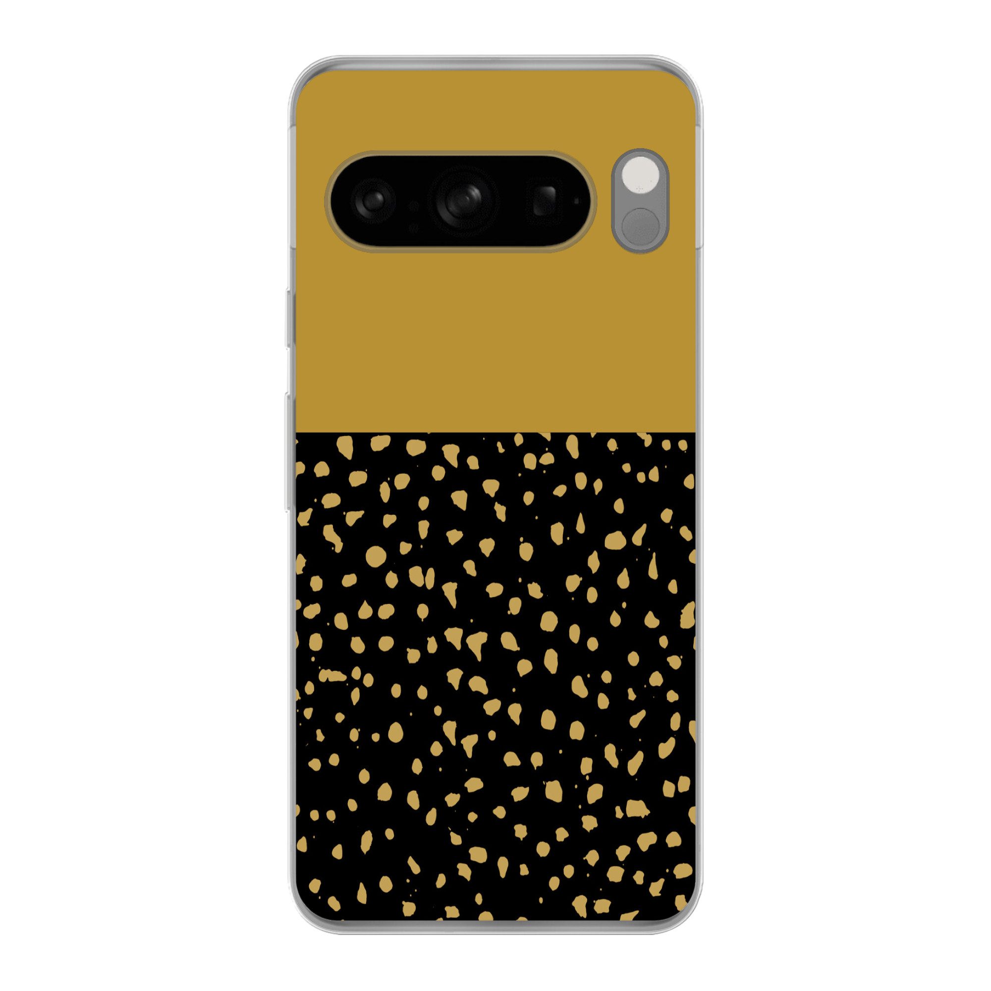 MuchoWow Handyhülle für Google Pixel 8 Pro Polka dots - Ockergelb - Schwarz, Phone Case, Silikon, Schutzhülle Dünn