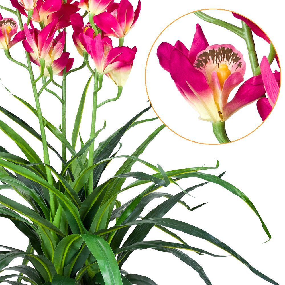 100 cm Kunstpflanze 100cm, Rosa Decovego, Kunstorchidee Künstliche Pflanze Topf Orchidee Höhe mit
