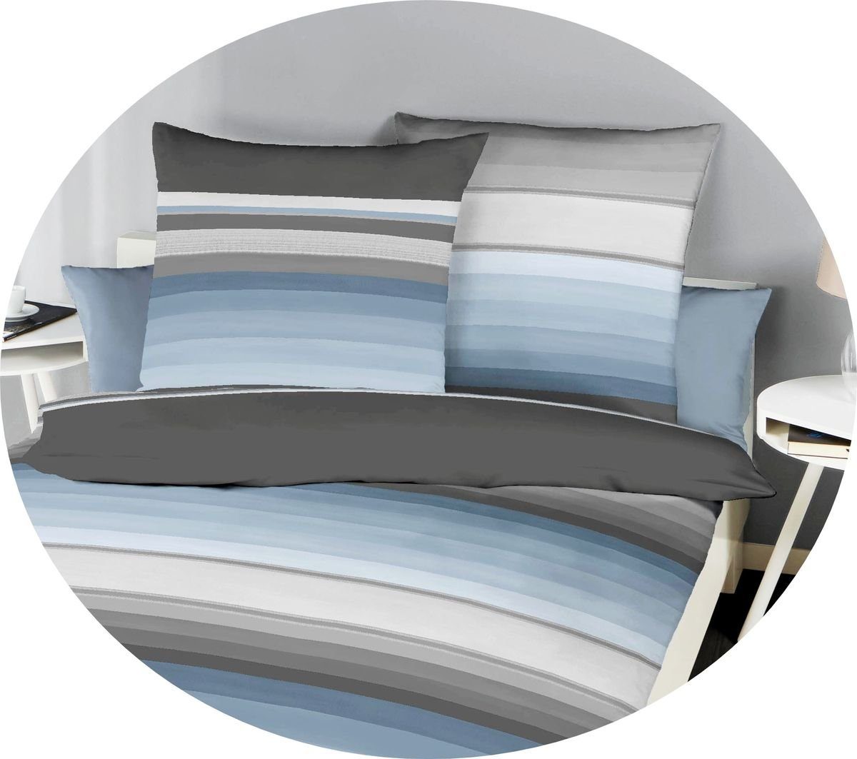 Kaeppel Bettwäsche Kaeppel Linon Renforcé Bettwäsche 2 tlg. Continue Taube günstig online kaufen