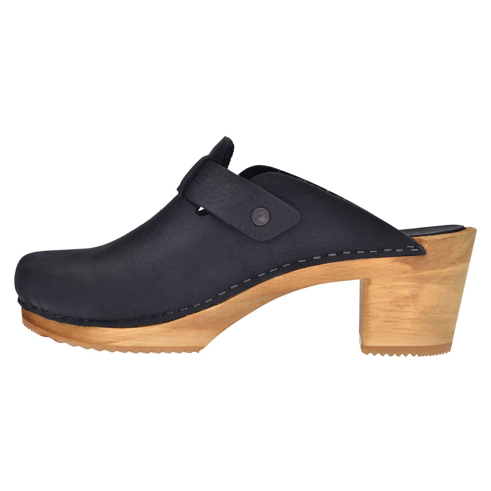 Sanita Wood-Malulo Square Open Clog Black Sandale