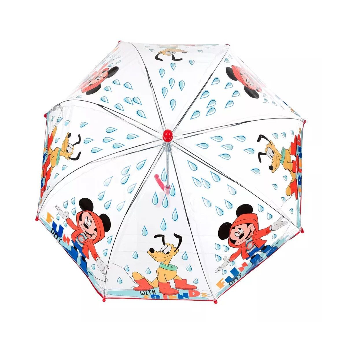 Disney Stockregenschirm Disney Mickey Fun Day Kinder transparenter Regenschirm Ø72