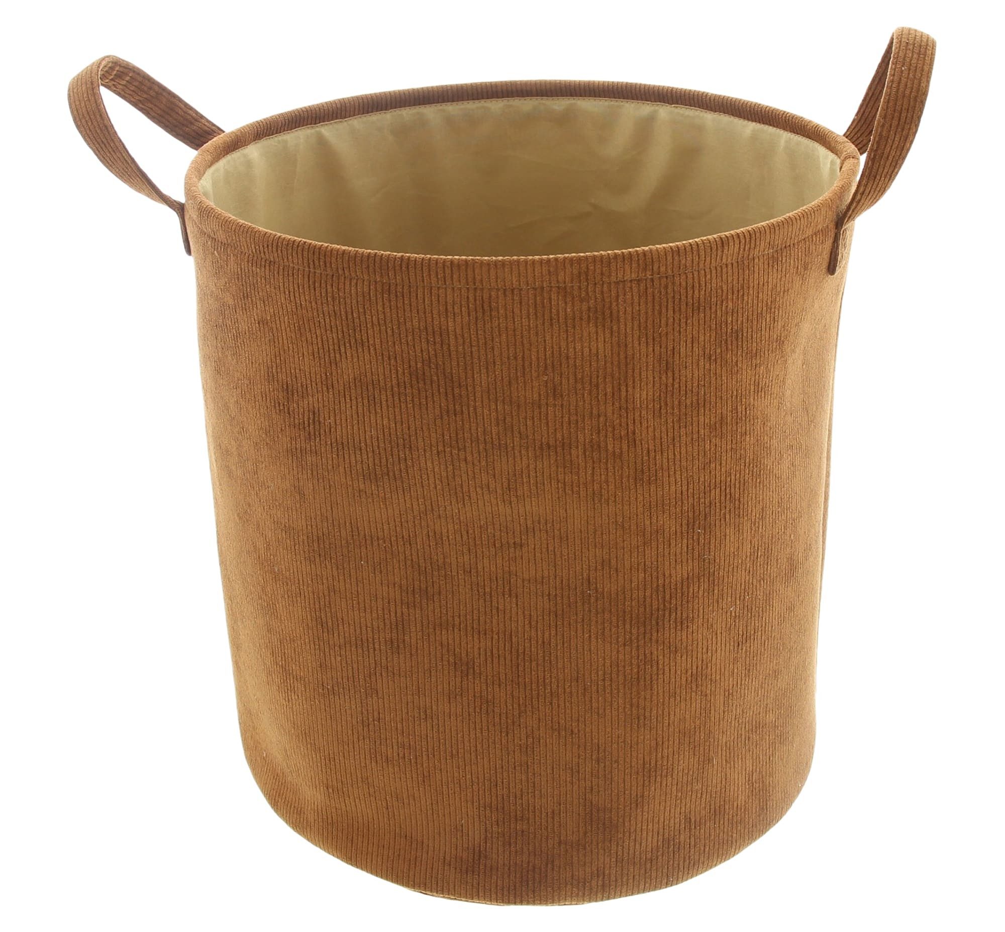 Dekoleidenschaft Aufbewahrungskorb "Cordsamt" in safran, Ø 40x40 cm, Stoffkorb, Universalkorb, Wäschekorb, Tragekorb, Spielzeugkorb, Schmutzwäschebehälter