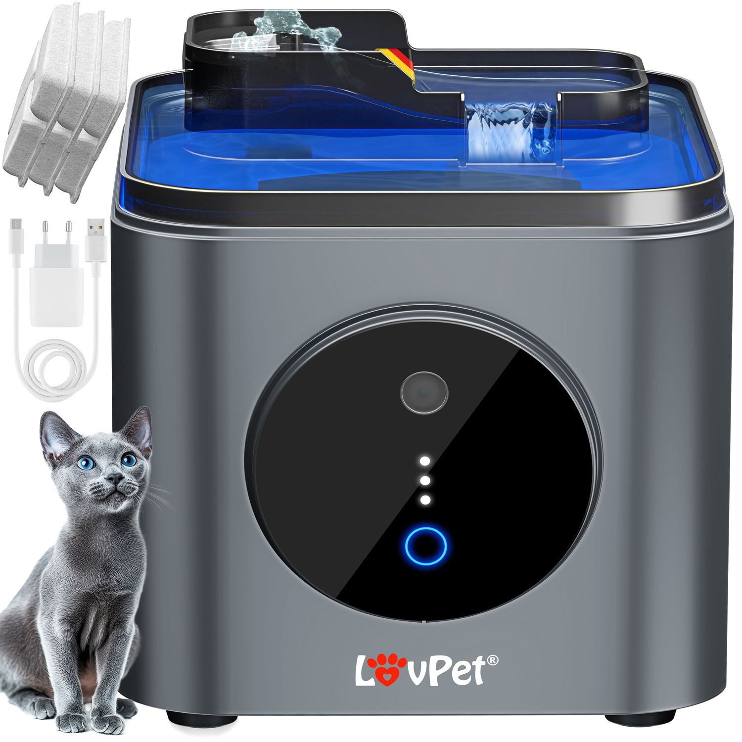 Lovpet Trinkbrunnen für Katzen & Haustiere Wasserspender mit Bewegungssenso günstig online kaufen