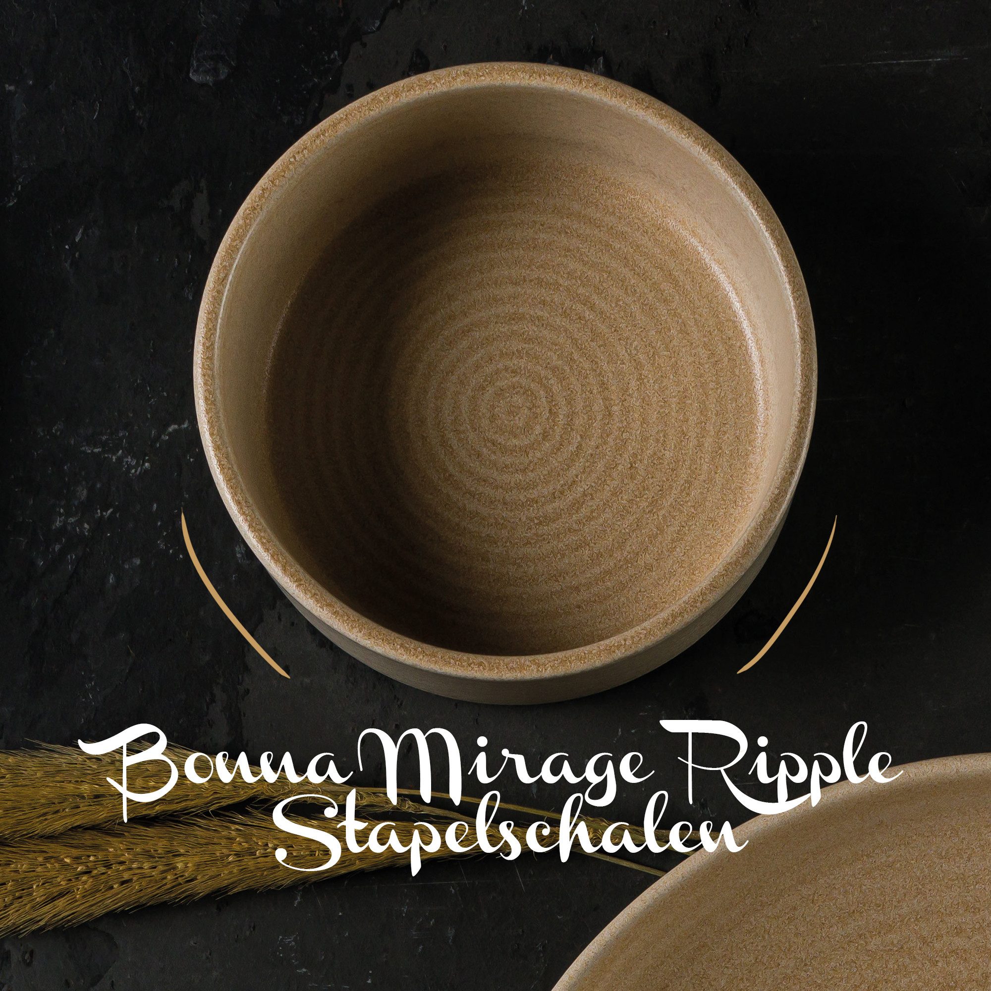 Bonna Schale 6x Mirage Ripple 35 ml, 6 cm, Beige Porzellan, stapelbar, Porzellan, (Schale, 6-tlg), hochwertigem Porzellan,Spülmaschinen- & mikrowellengeeignet