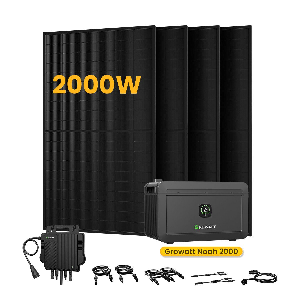 Growatt Balkonkraftwerk Growatt NOAH 2000 Speicher, 2048Wh mit 1800W PV-Eingangsleistung, (Niedrigtemperaturschutz), Fernüberwachung und -steuerung über App