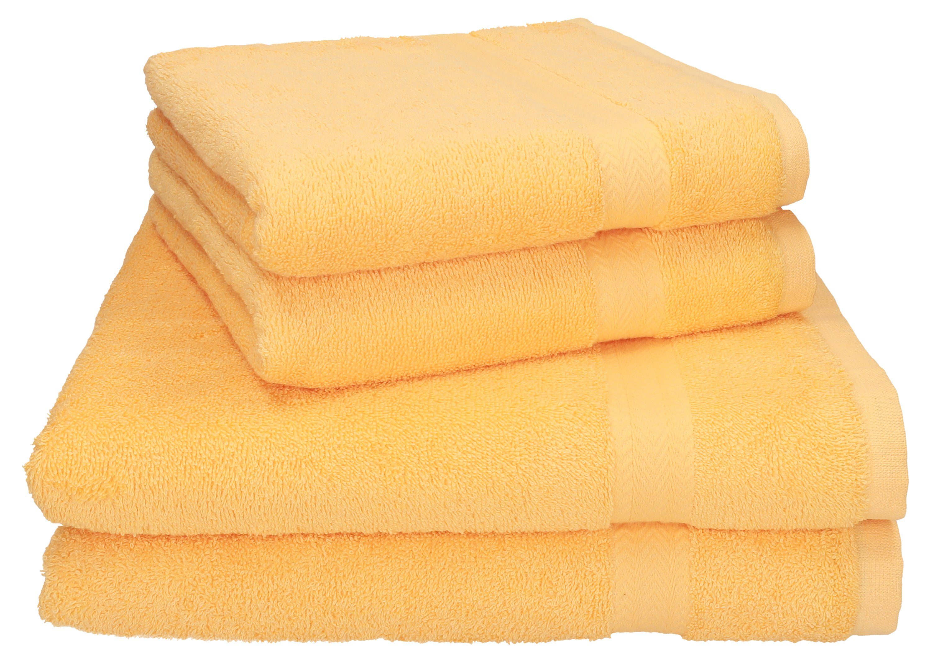 Betz Handtuch Set 4-tlg. PREMIUM 2 Handtücher und 2 Duschtücher, 100% Baumwolle, (4-tlg) honiggelb | Handtuch-Sets