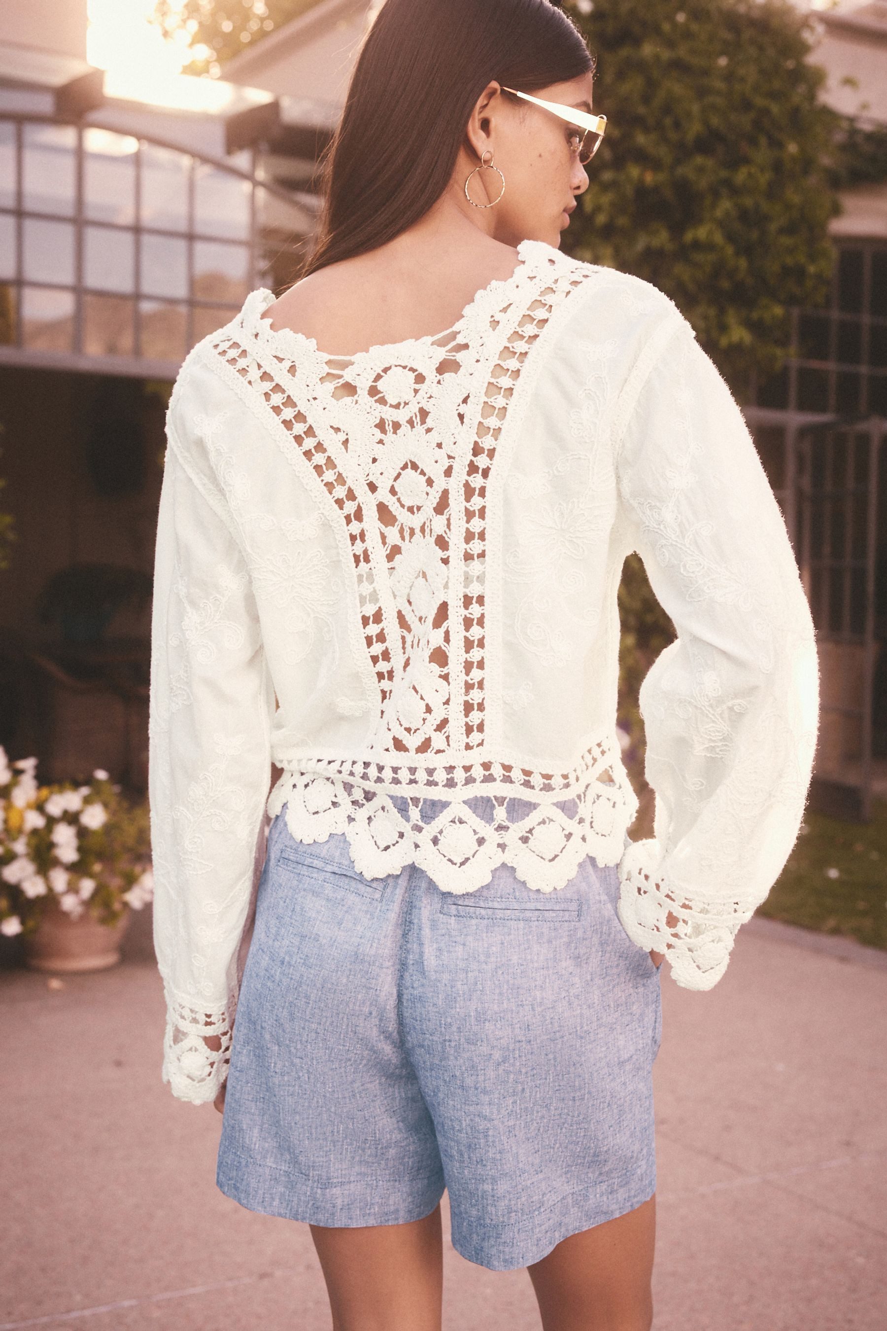 Next Strickpullover Langärmeliges Oberteil mit Häkeldetails (1-tlg) günstig online kaufen