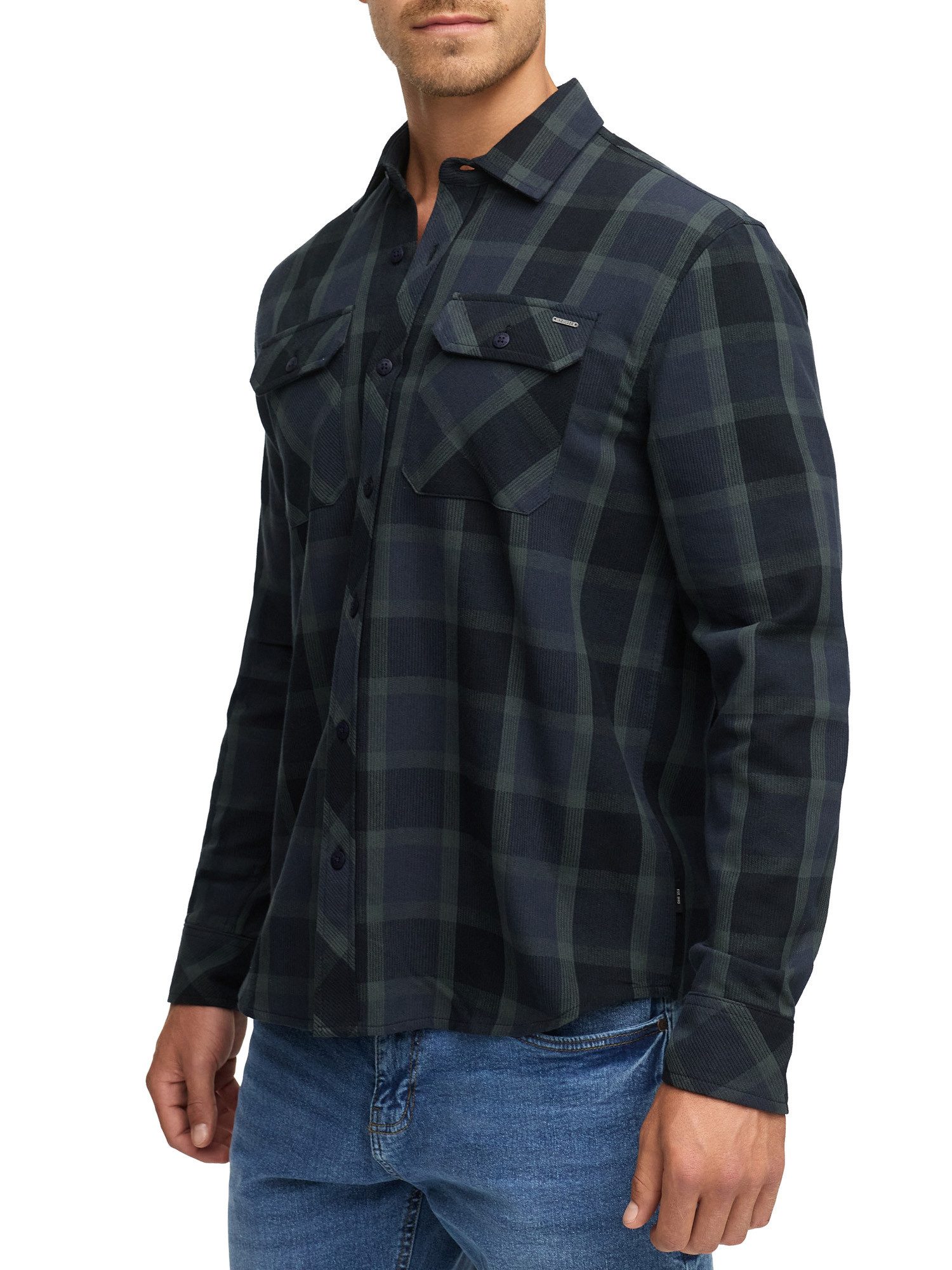 Indicode Langarmhemd Herren INPomal Herrenhemd Langarm Herren Karohemd aus 100% Baumwolle mit Brusttaschen und Umlegekragen