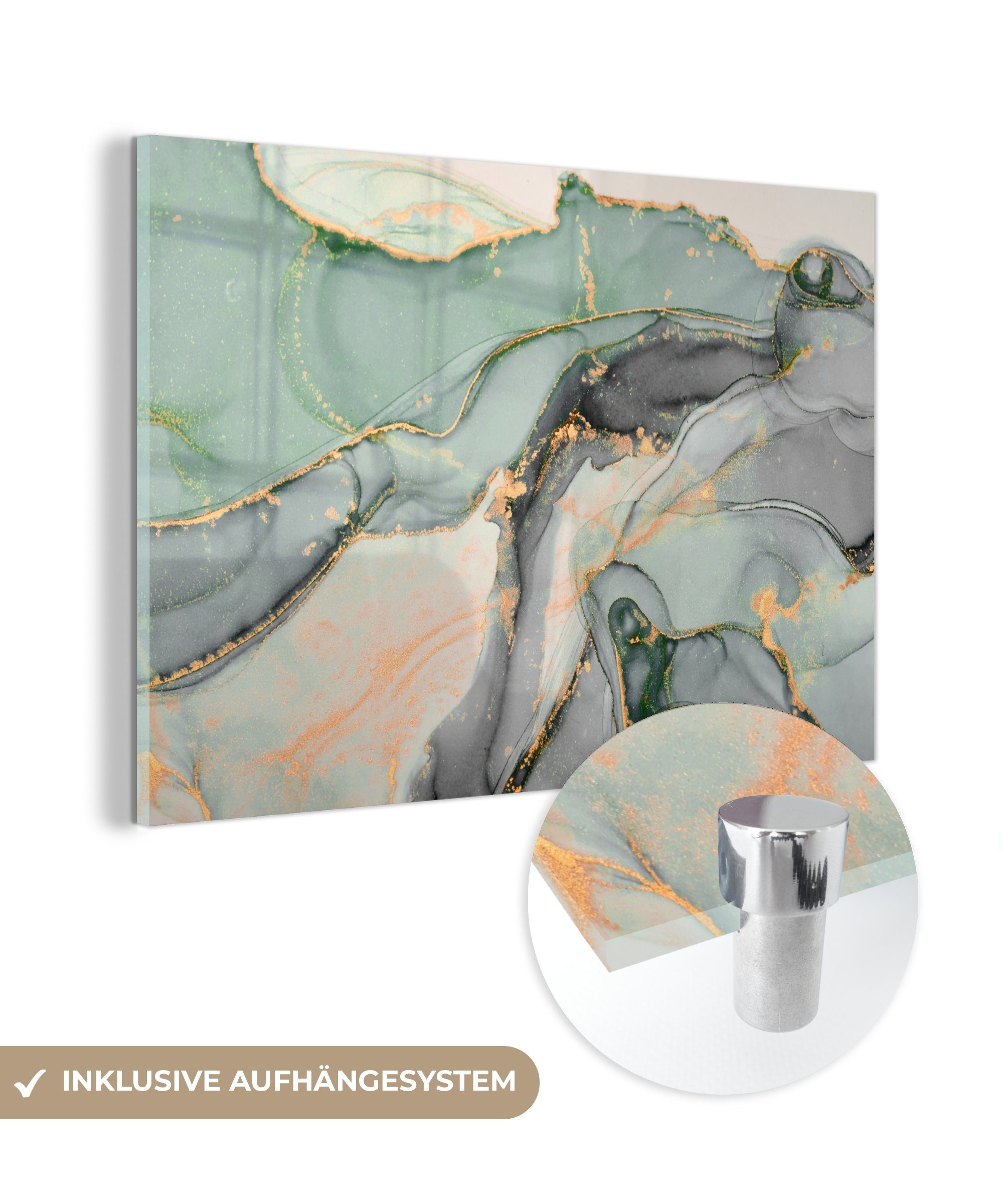 MuchoWow Acrylglasbild Gold - Marmor - günstig online kaufen