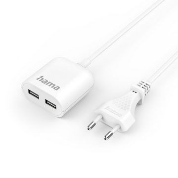 Hama USB Netzteil, 1,9 m, 2,4 A, 2x USB-A, Weiß Netzteil